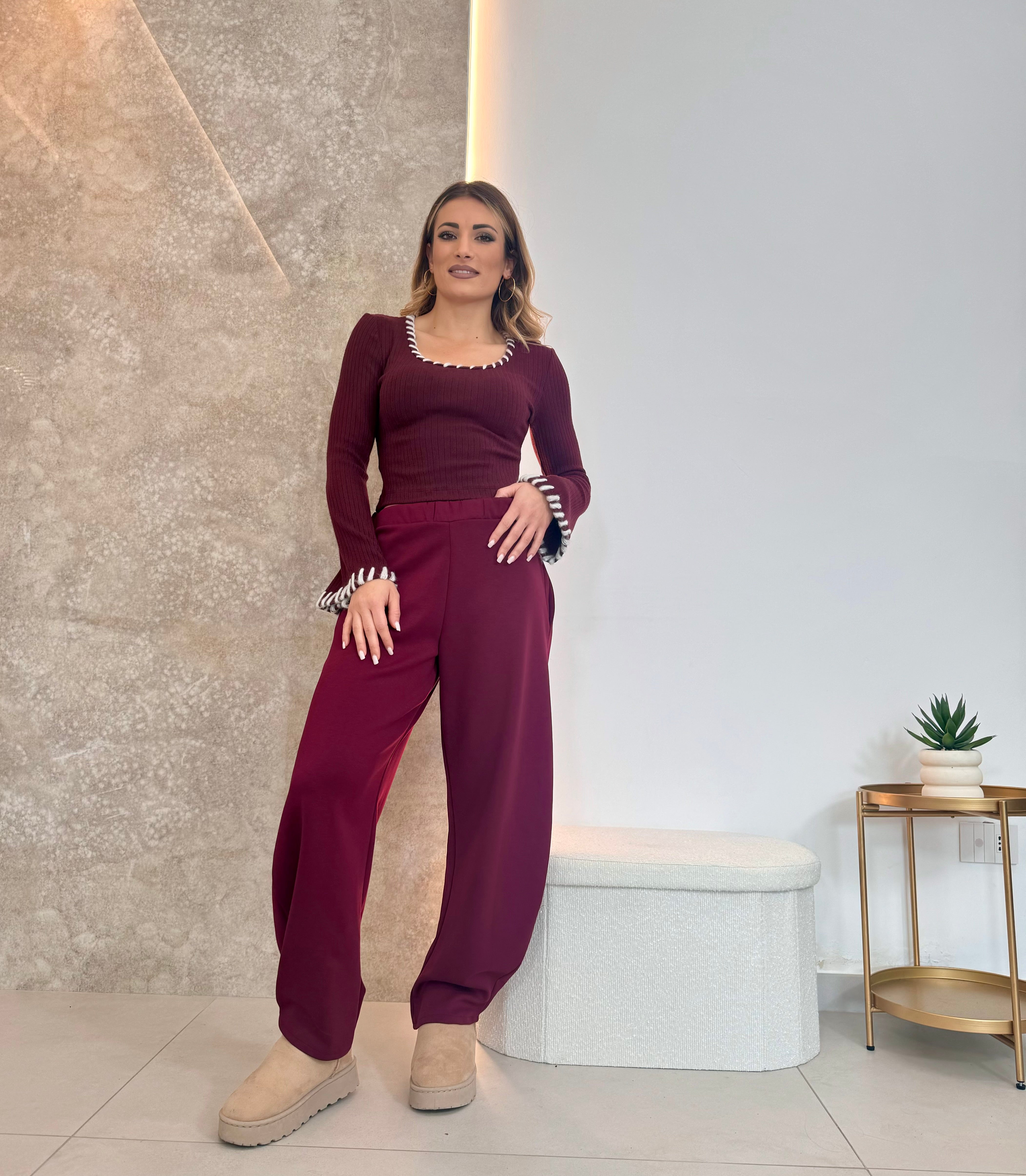 Pantaloni Ballon wine