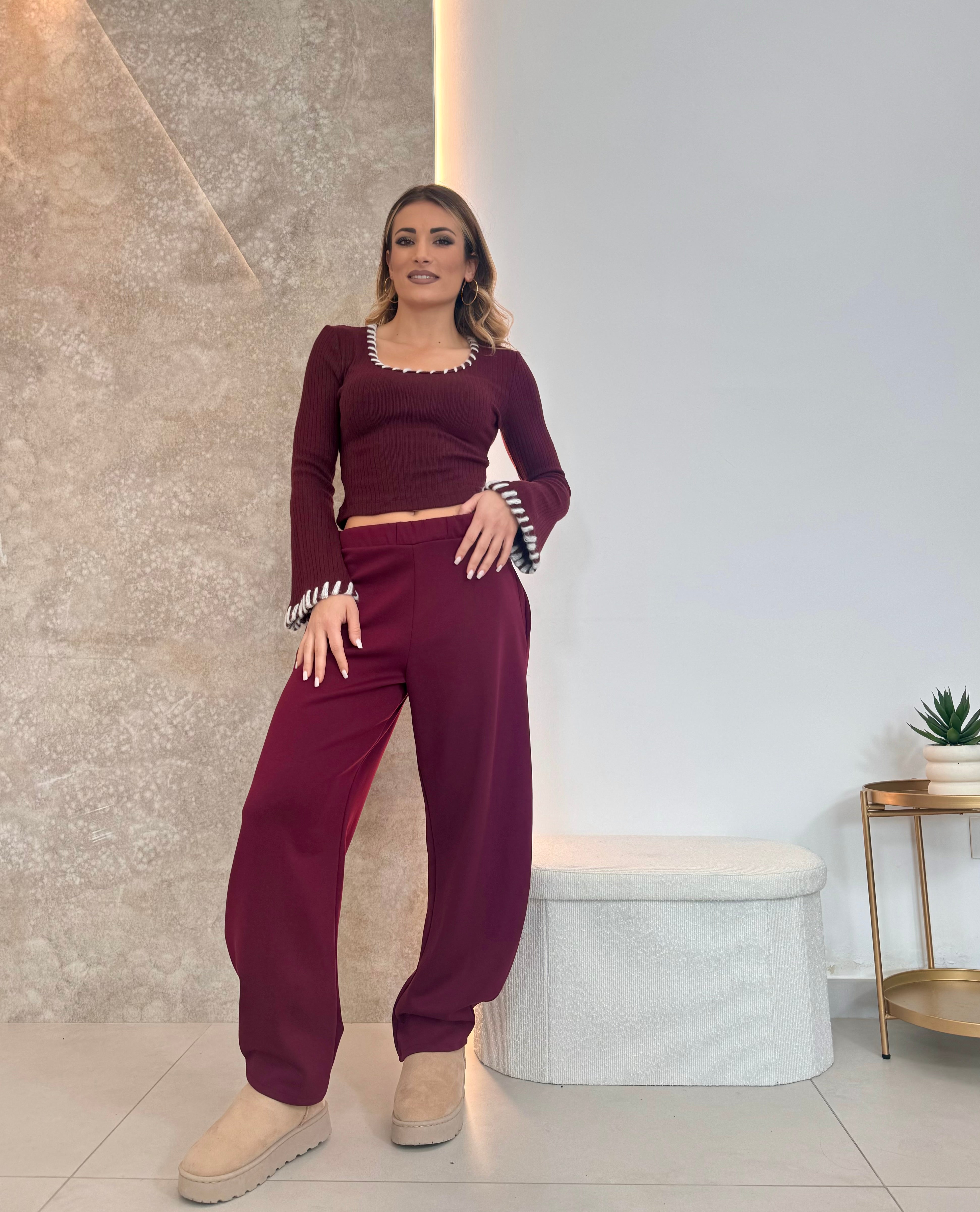 Pantaloni Ballon wine