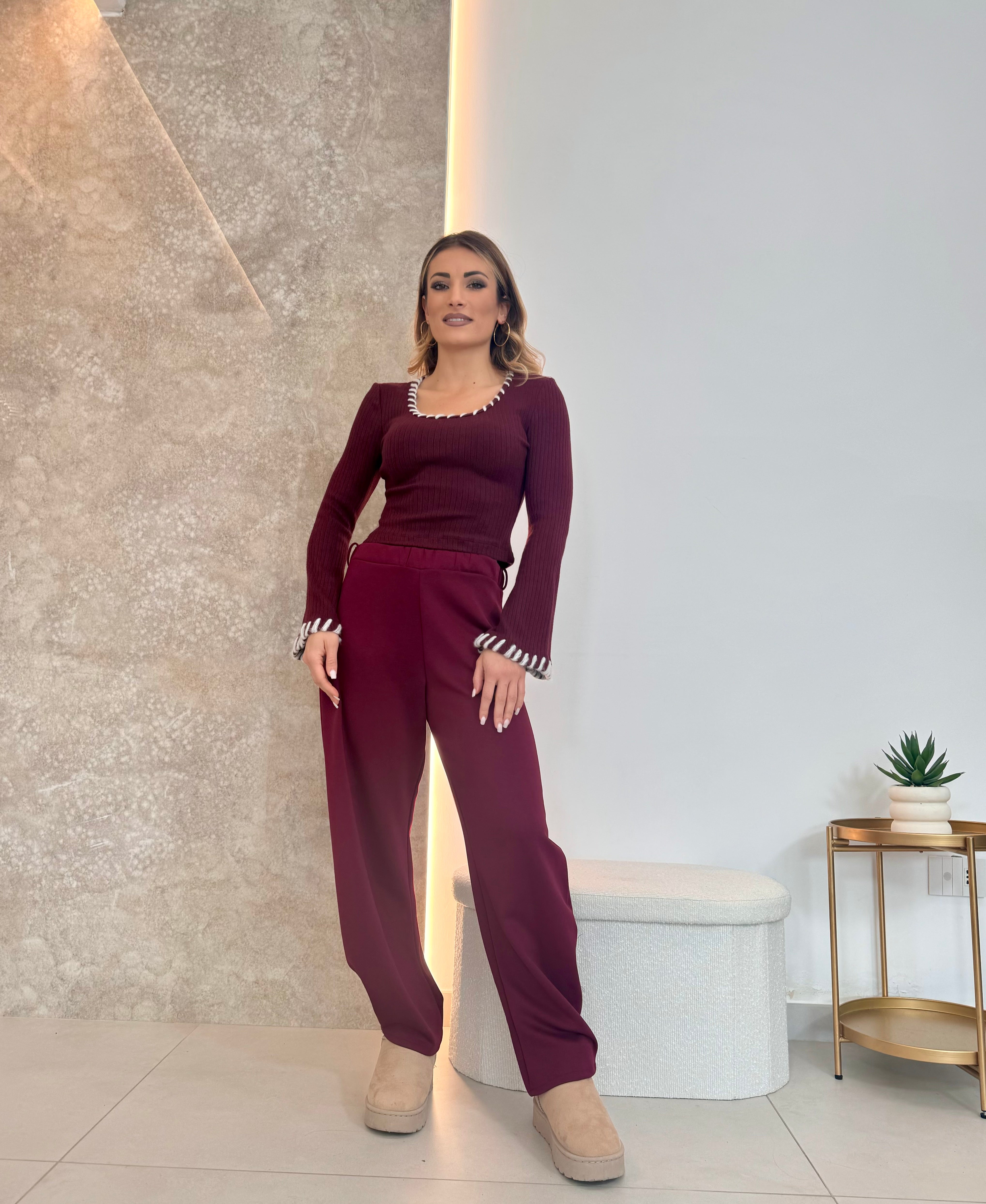 Pantaloni Ballon wine