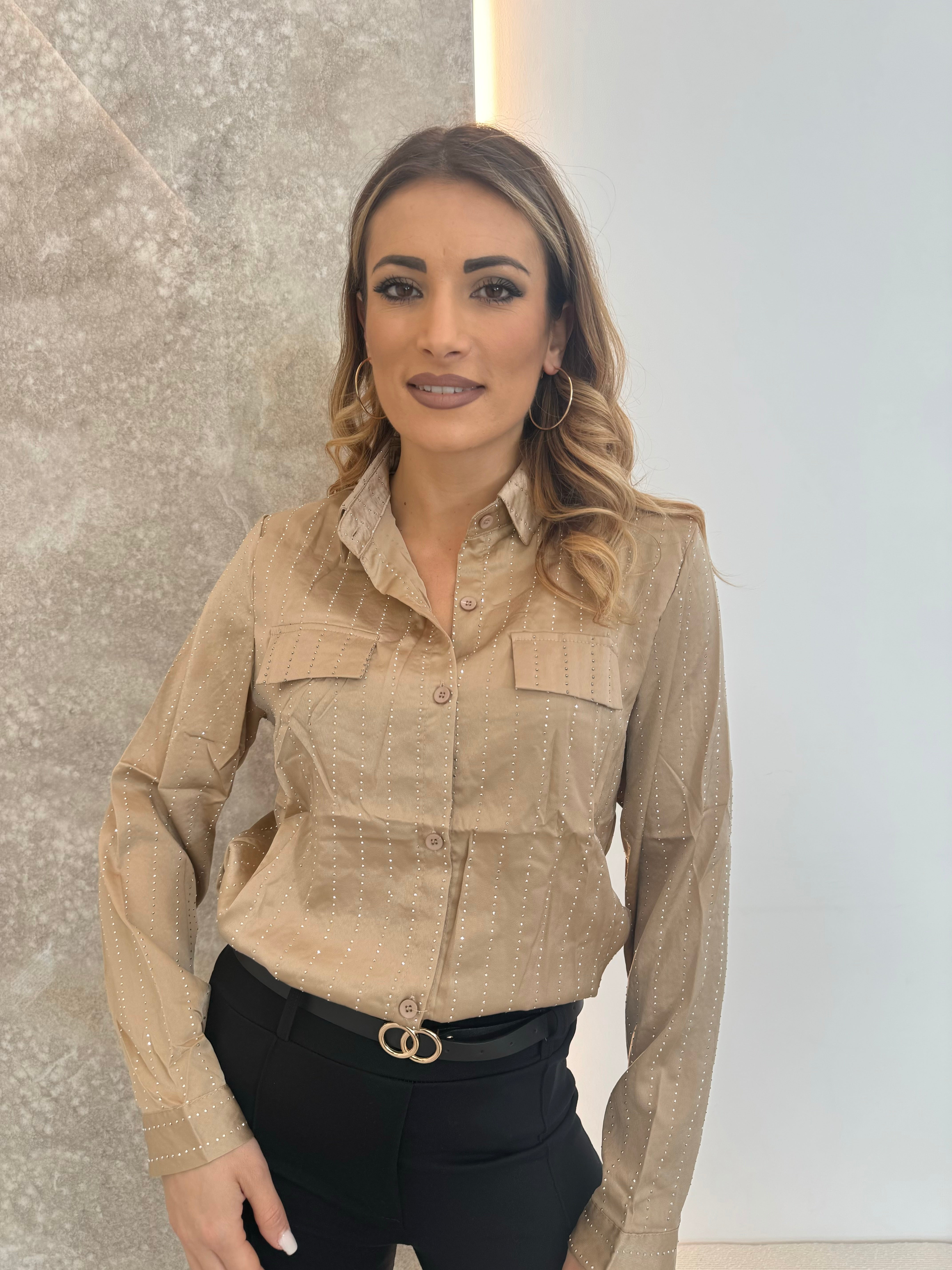 Camicia Brillantini beige