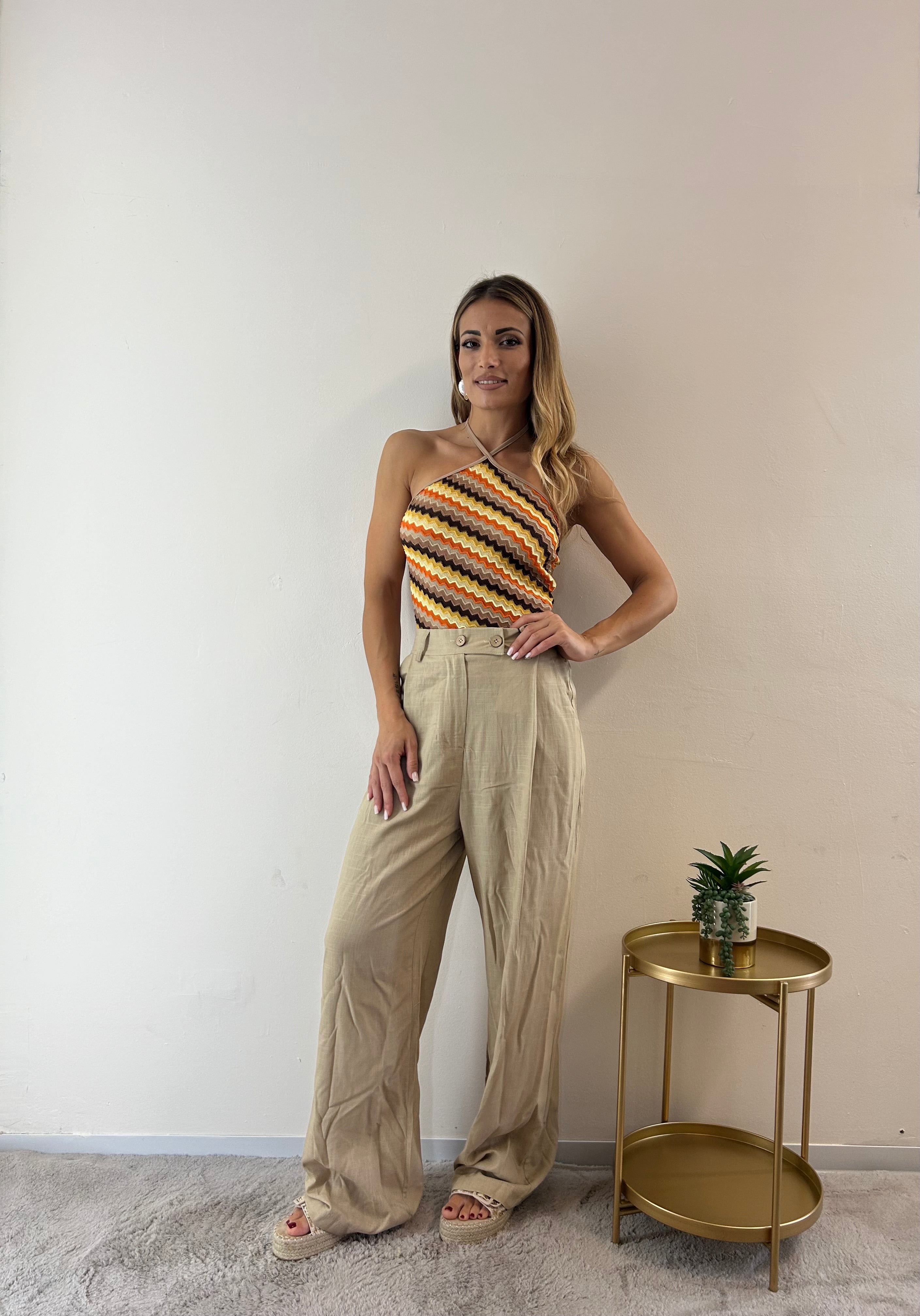 Pantaloni Flora beige