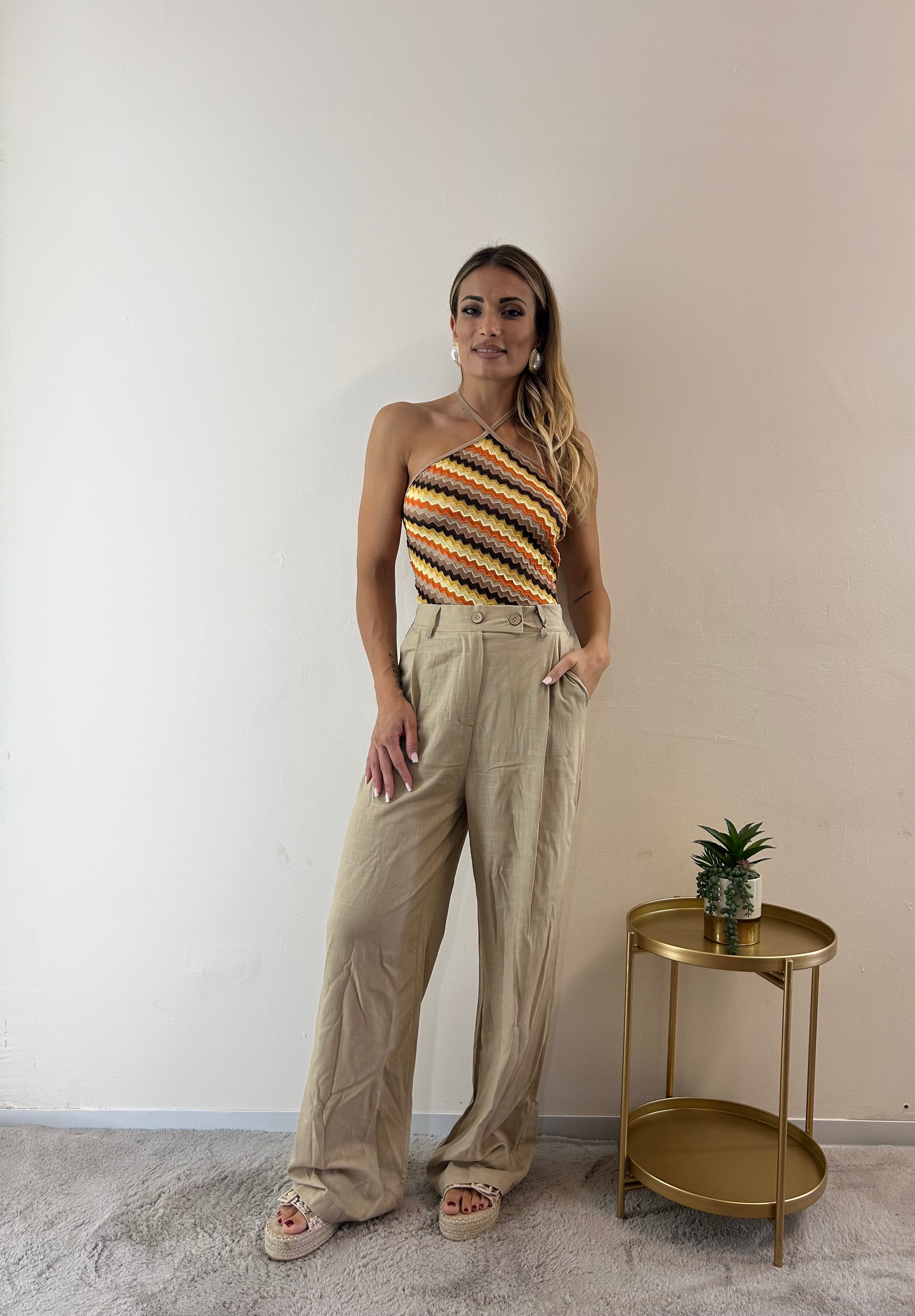 Pantaloni Flora beige