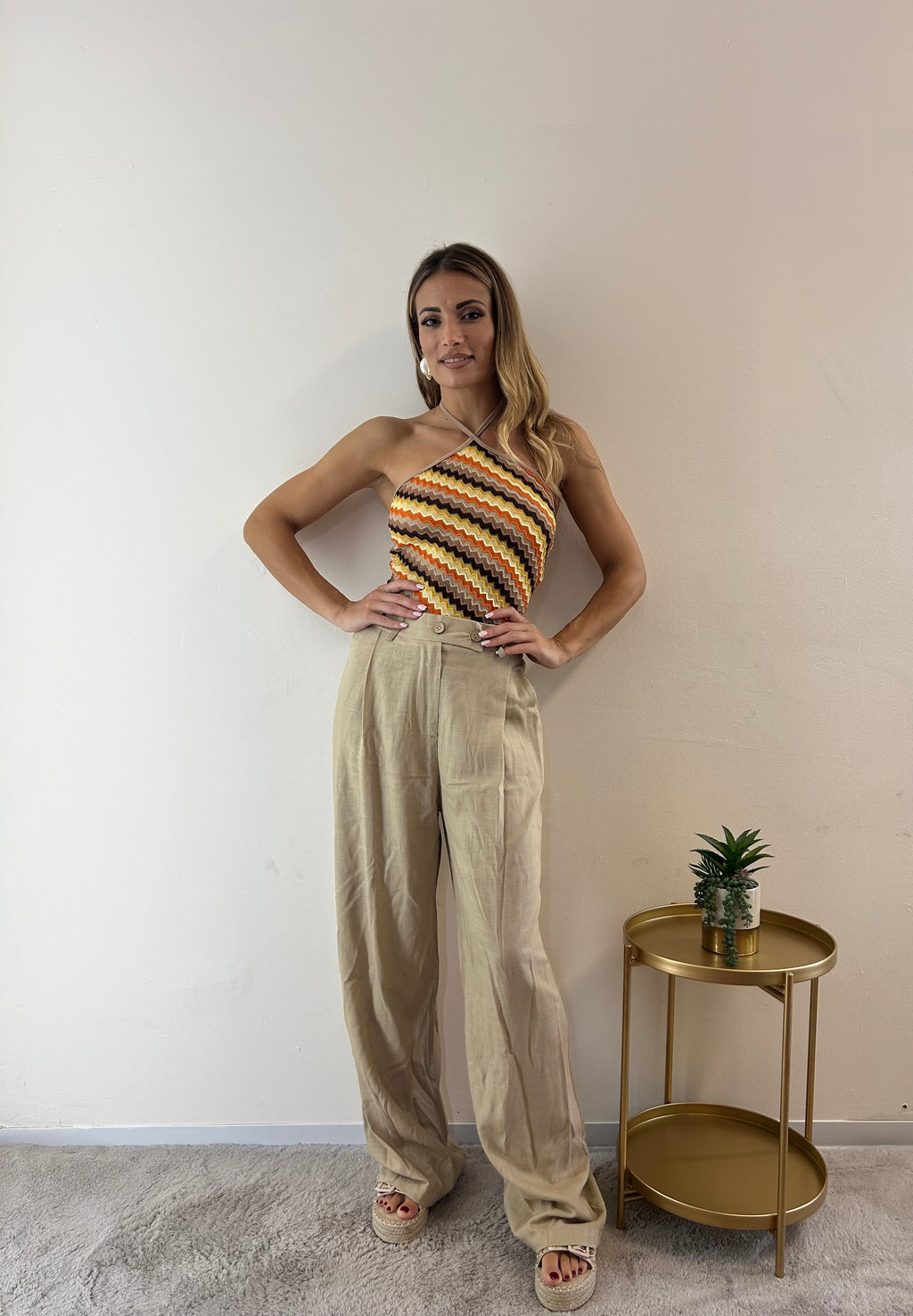 Pantaloni Flora beige