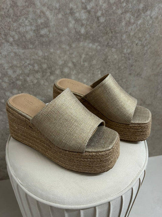 Sandali zeppa gold