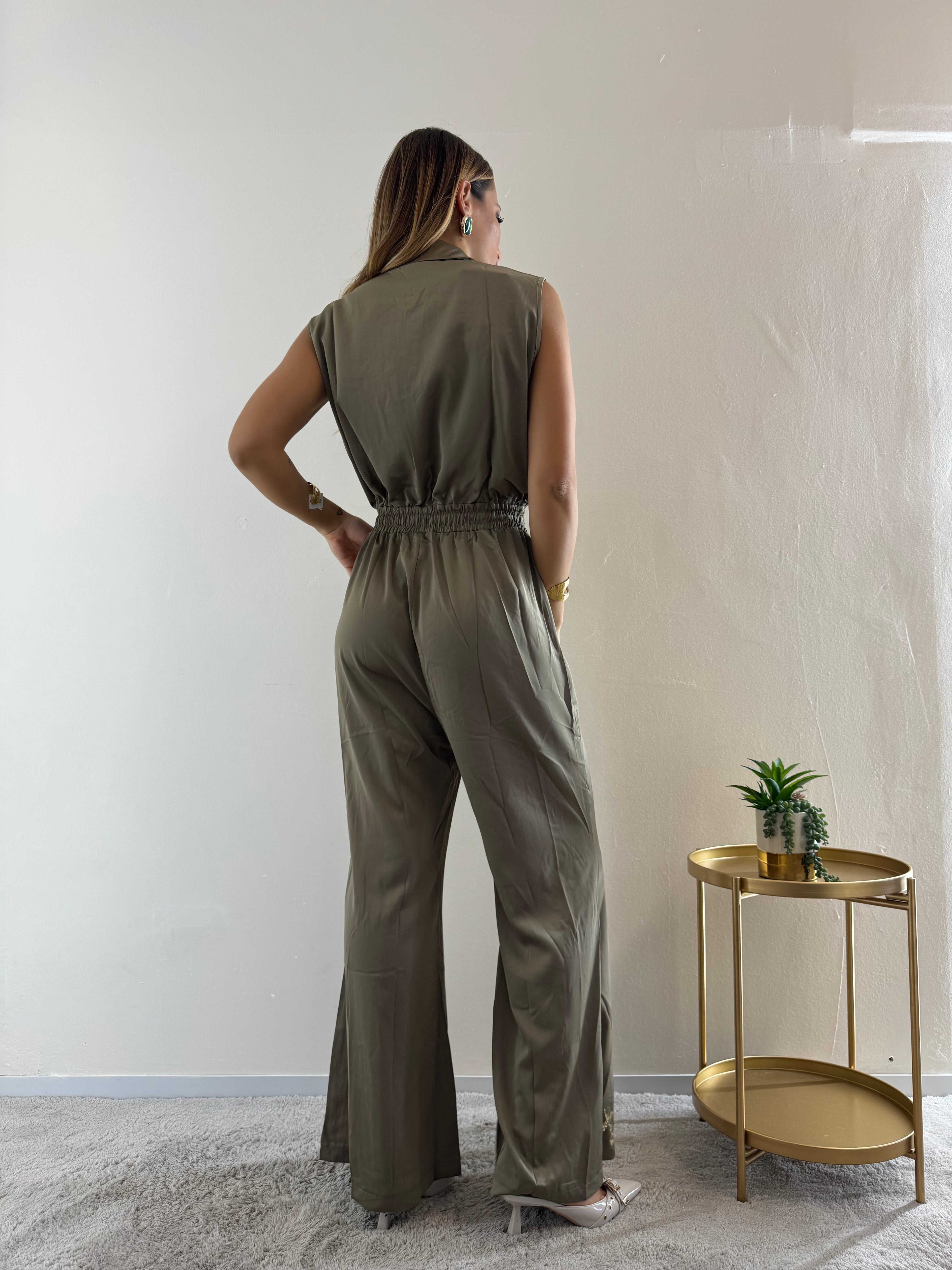 Jumpsuit Satin Strass Army