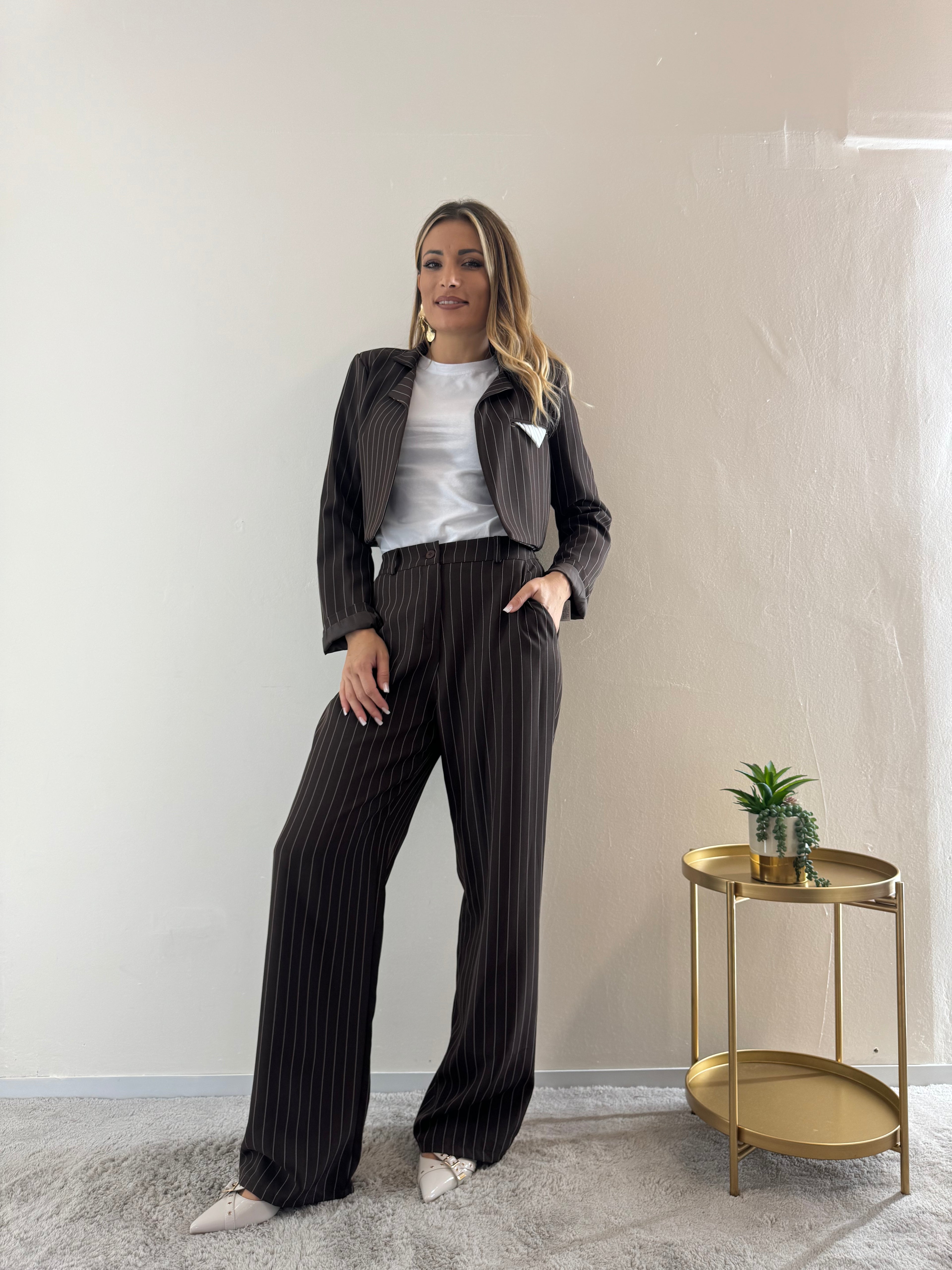 Coordinato Gessato Choco