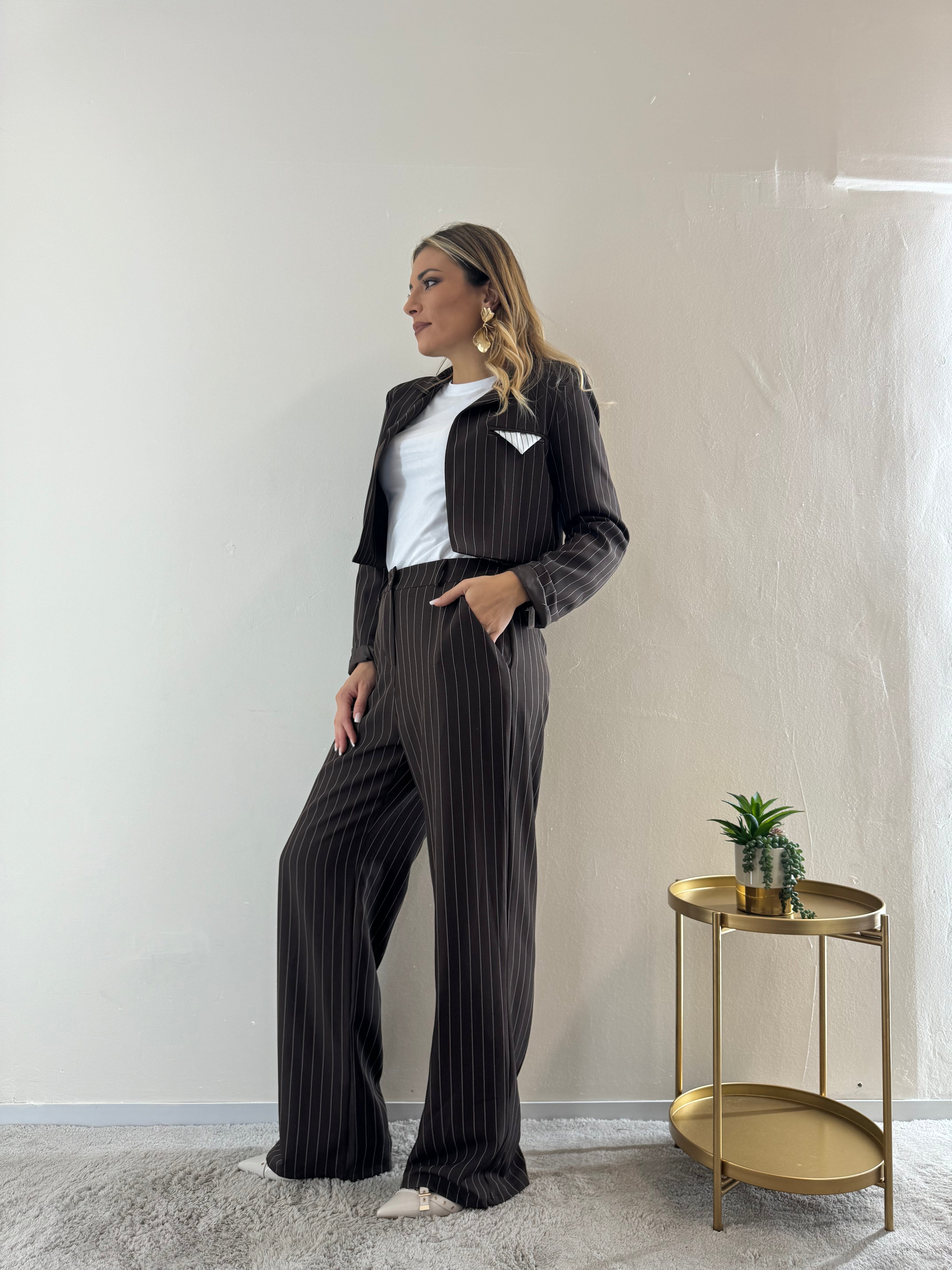 Coordinato Gessato Choco