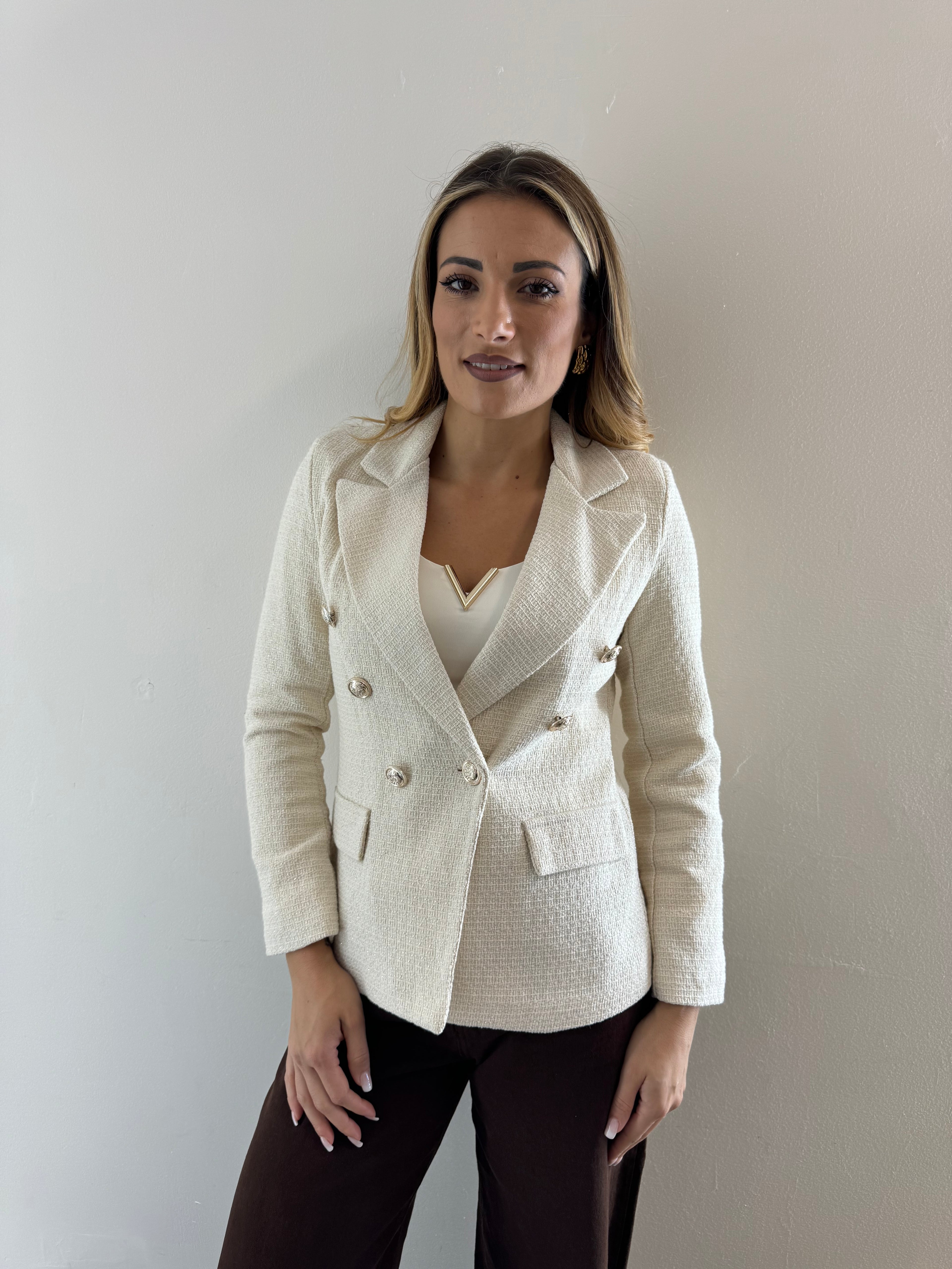 Blazer Tweed Panna