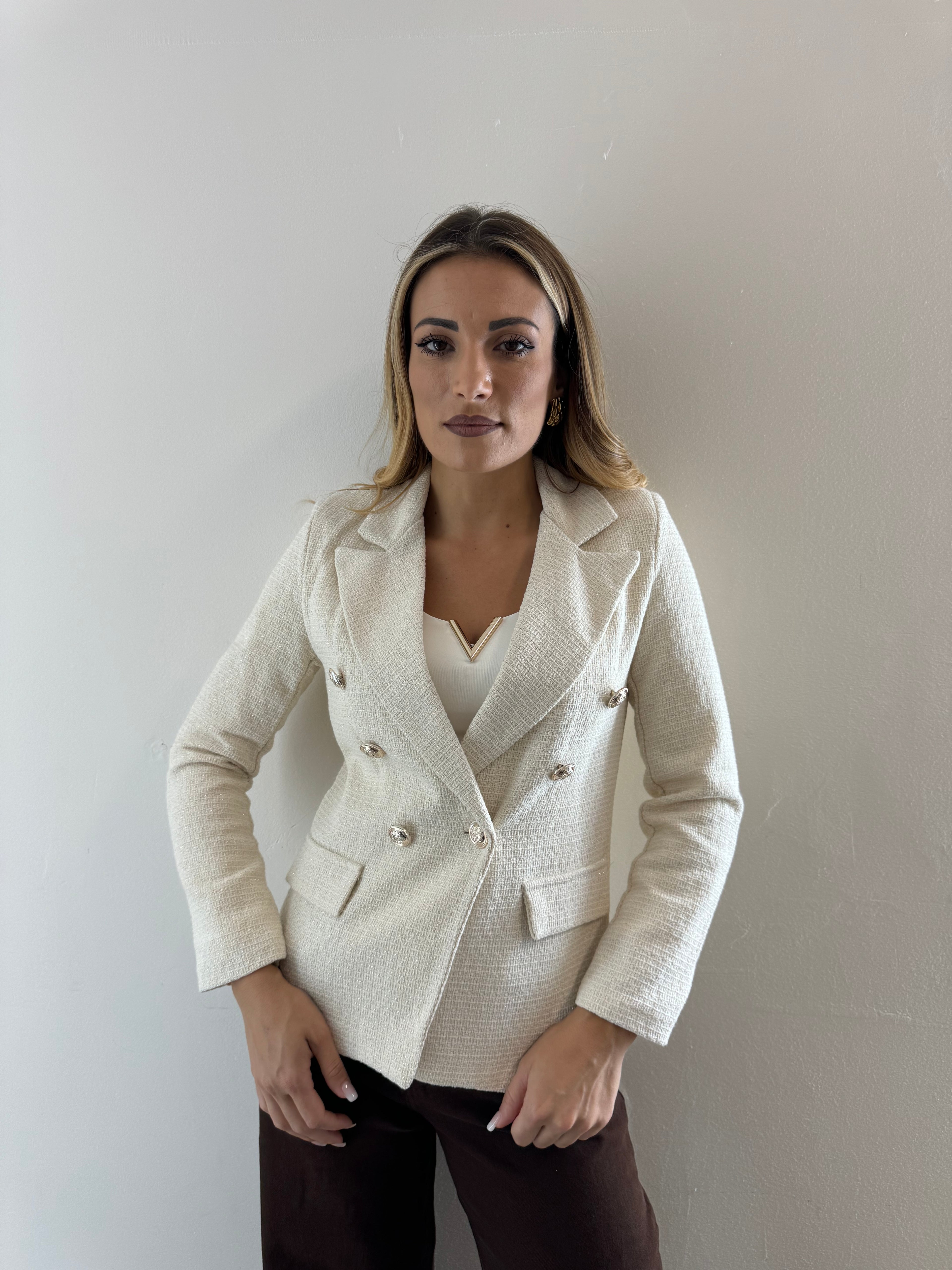 Blazer Tweed Panna