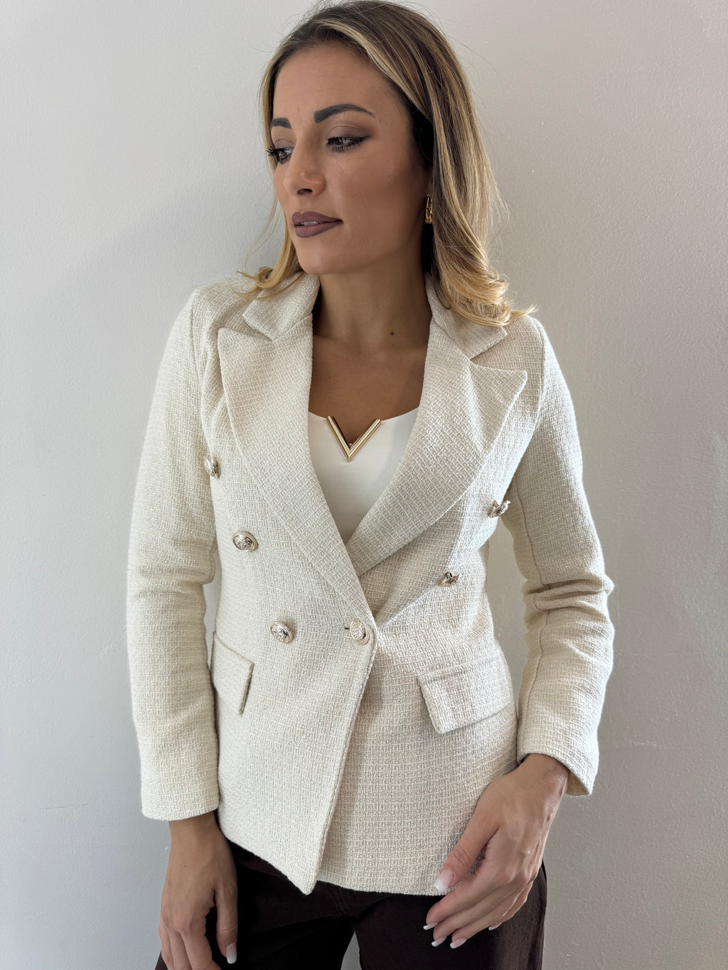Blazer Tweed Panna