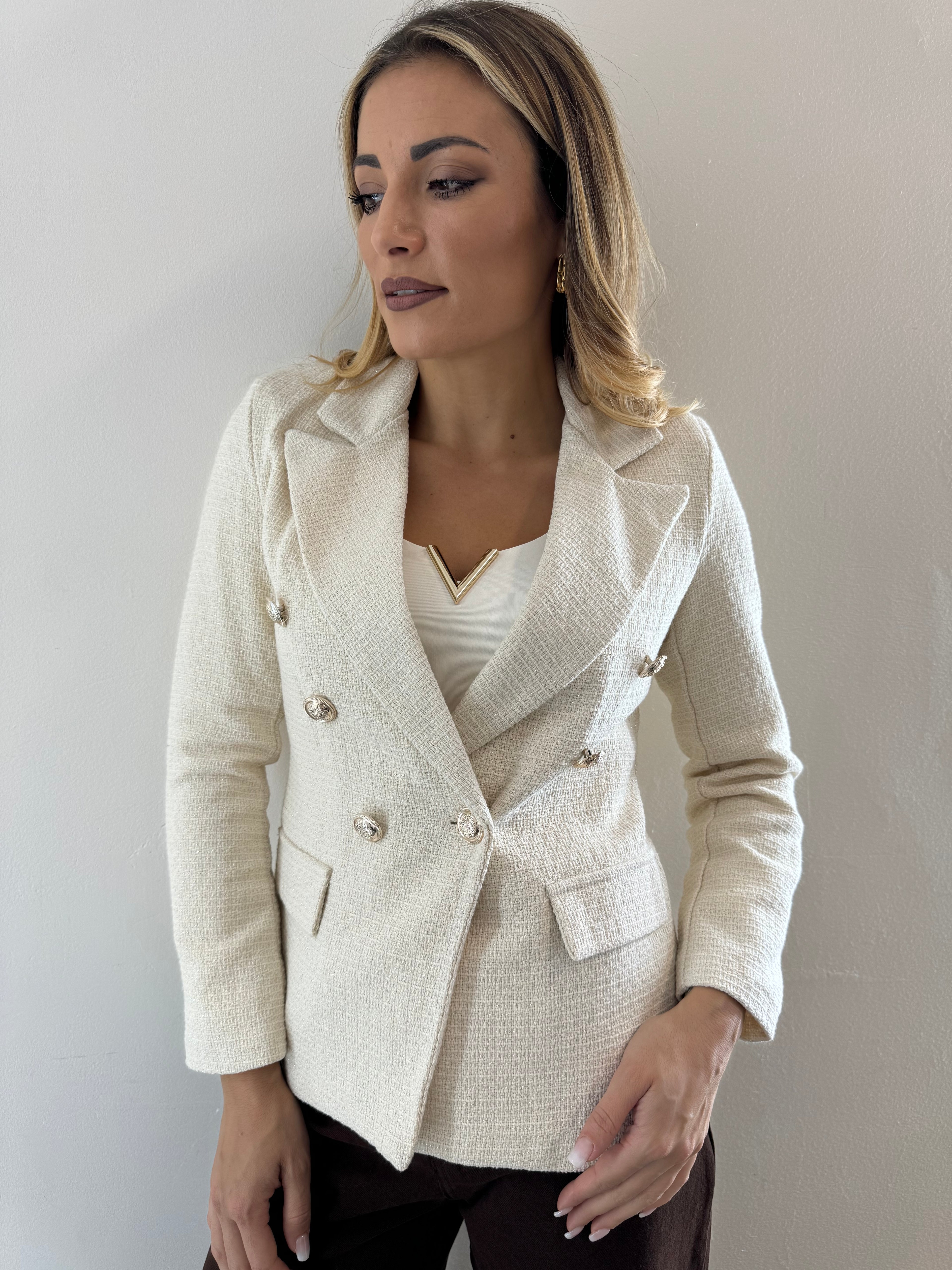 Blazer Tweed Panna
