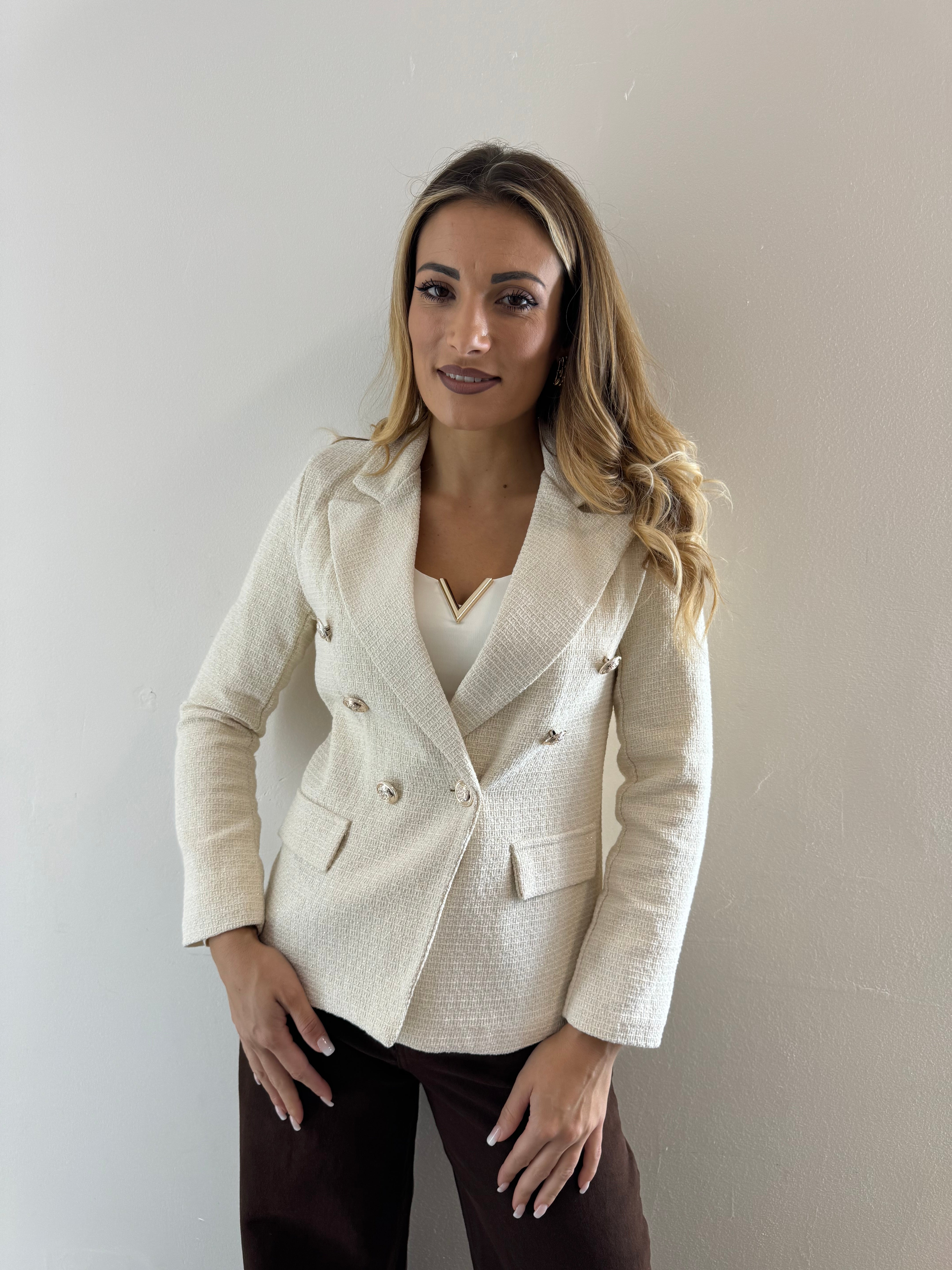 Blazer Tweed Panna