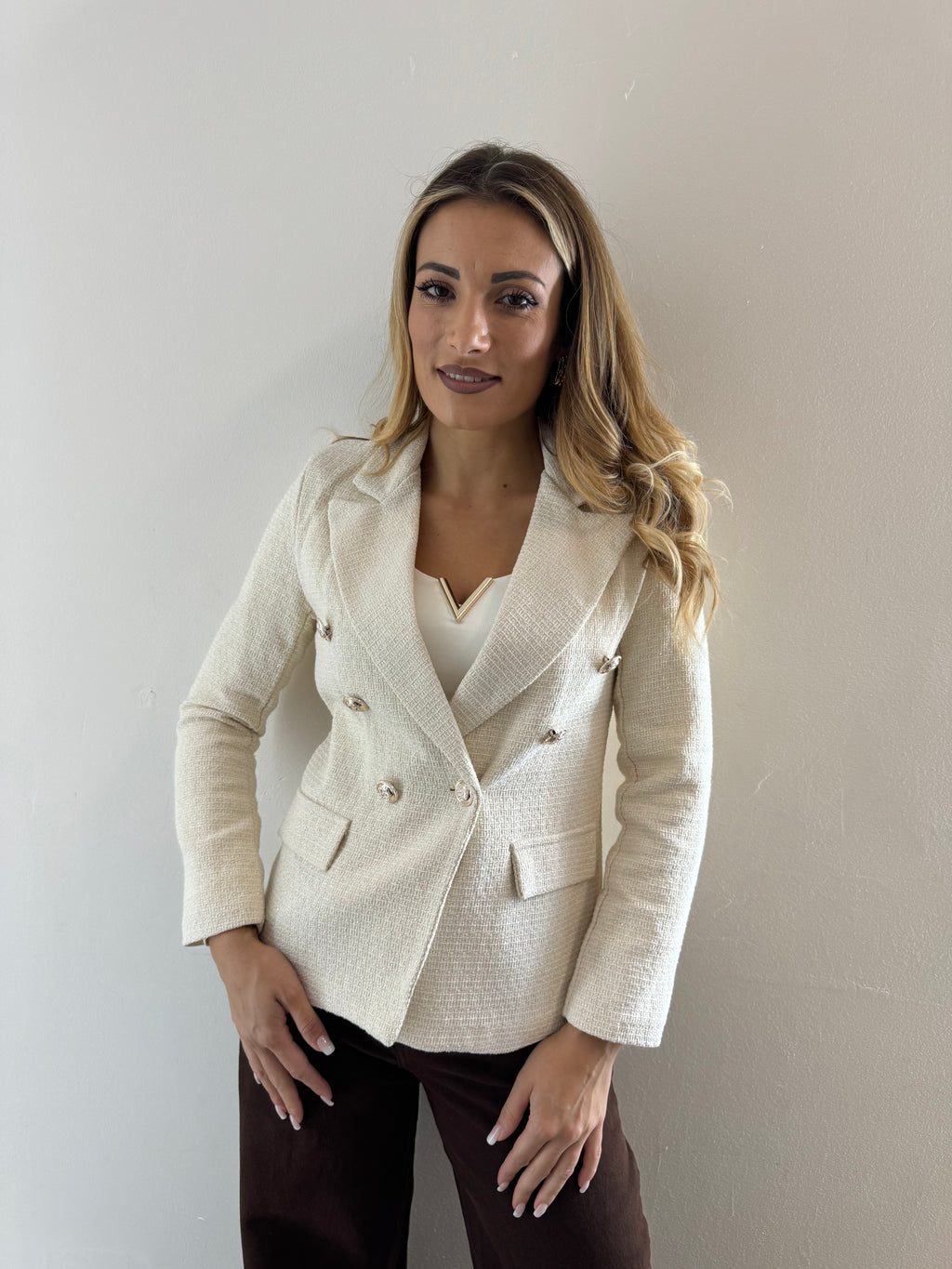 Blazer Tweed Panna