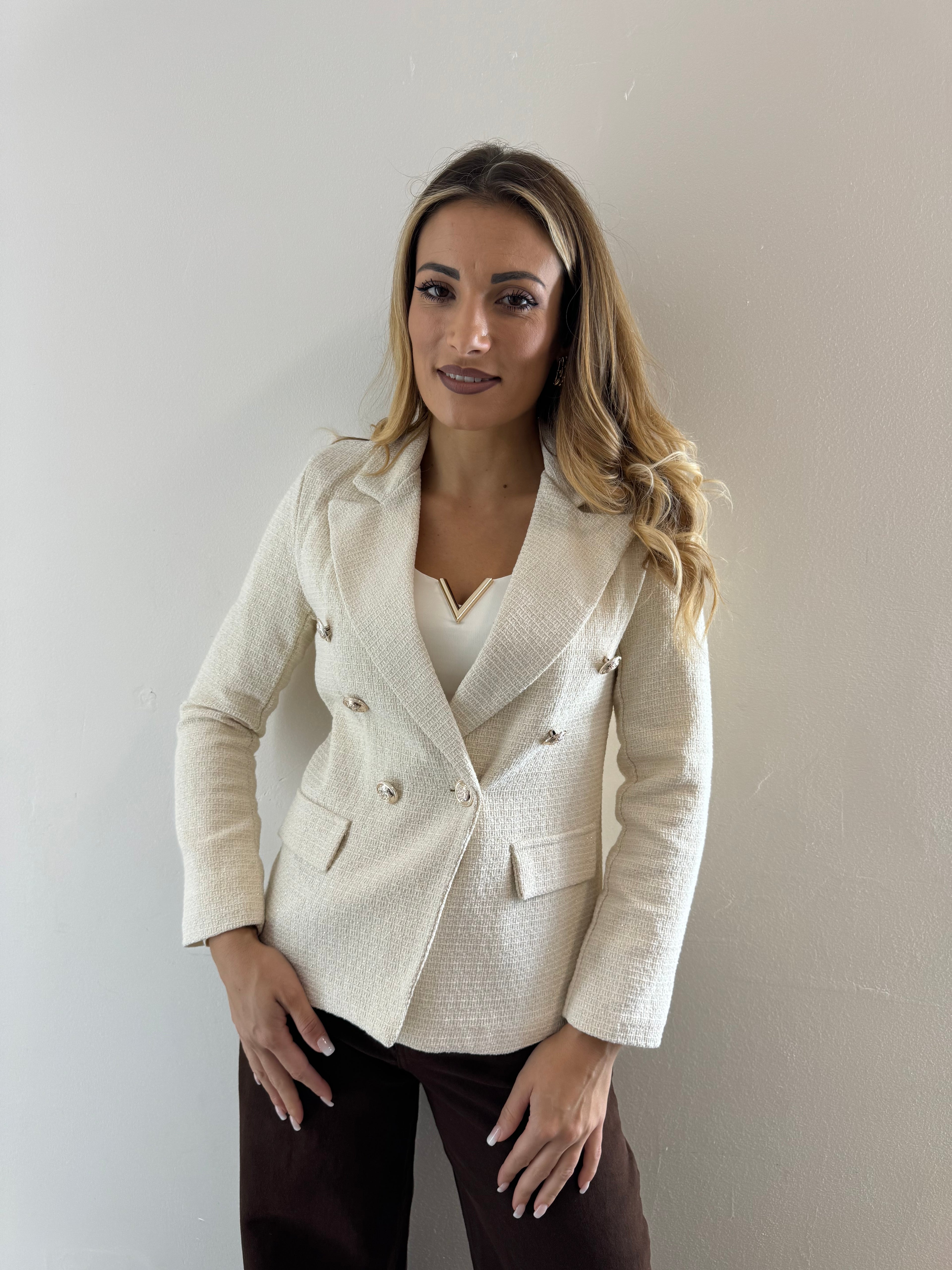 Blazer Tweed Panna