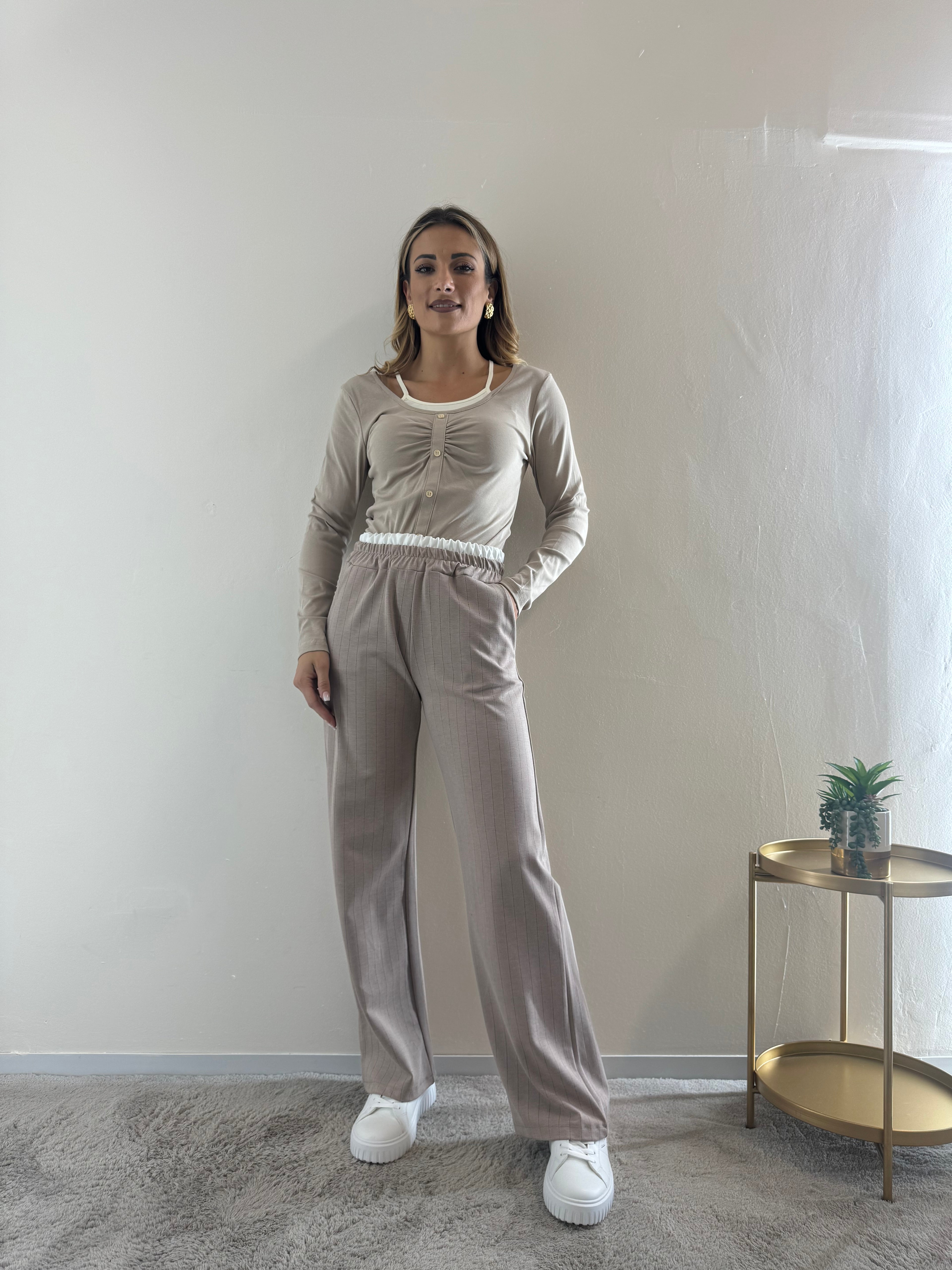 Pantalone Gessato Panna