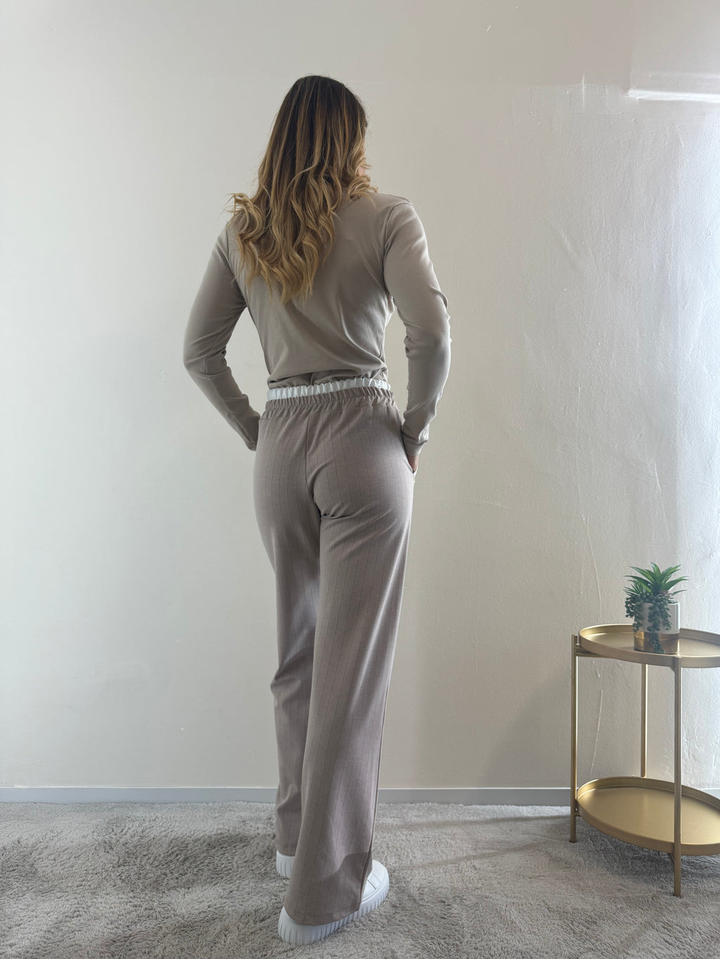 Pantalone Gessato Panna