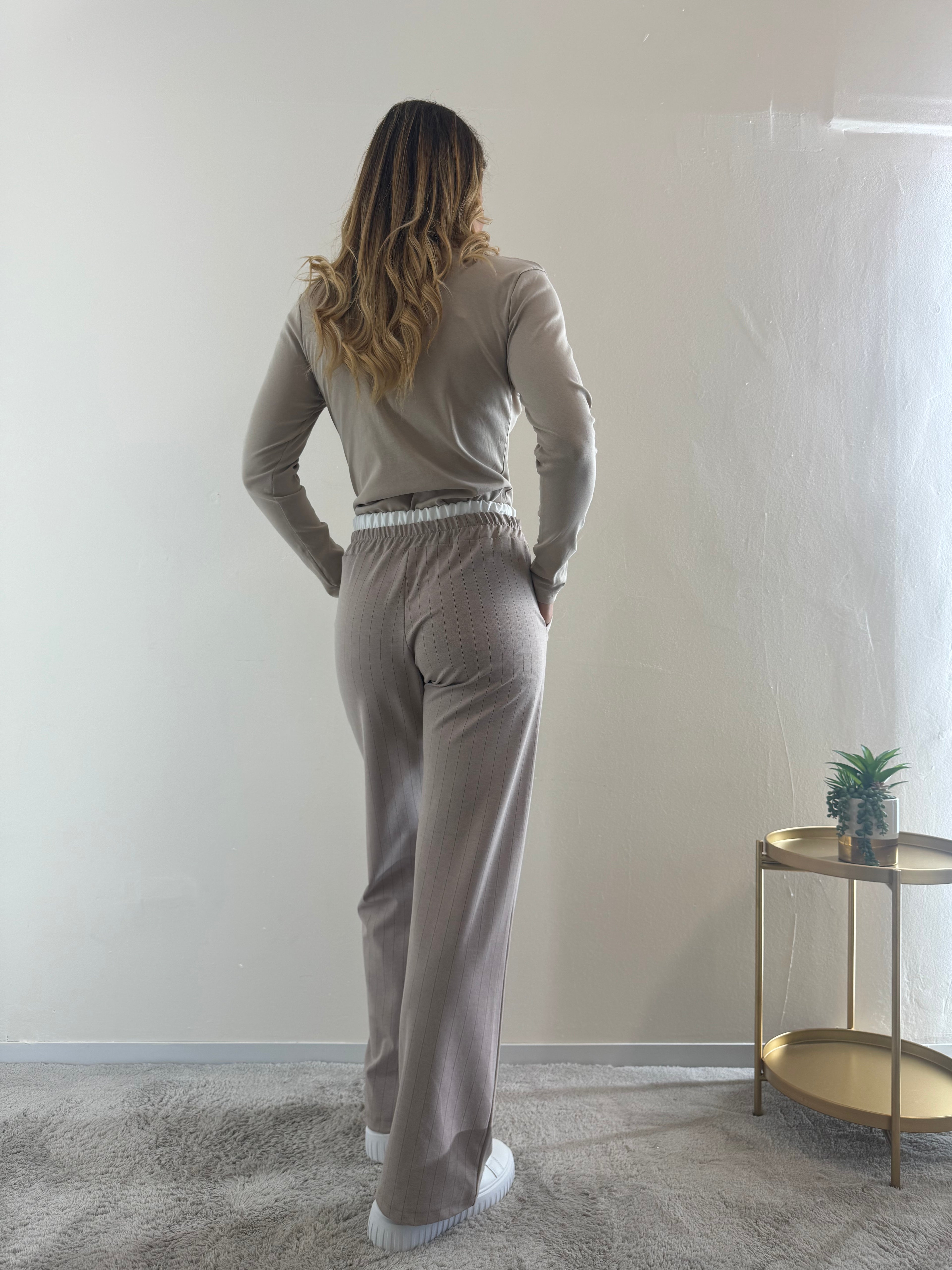 Pantalone Gessato Panna