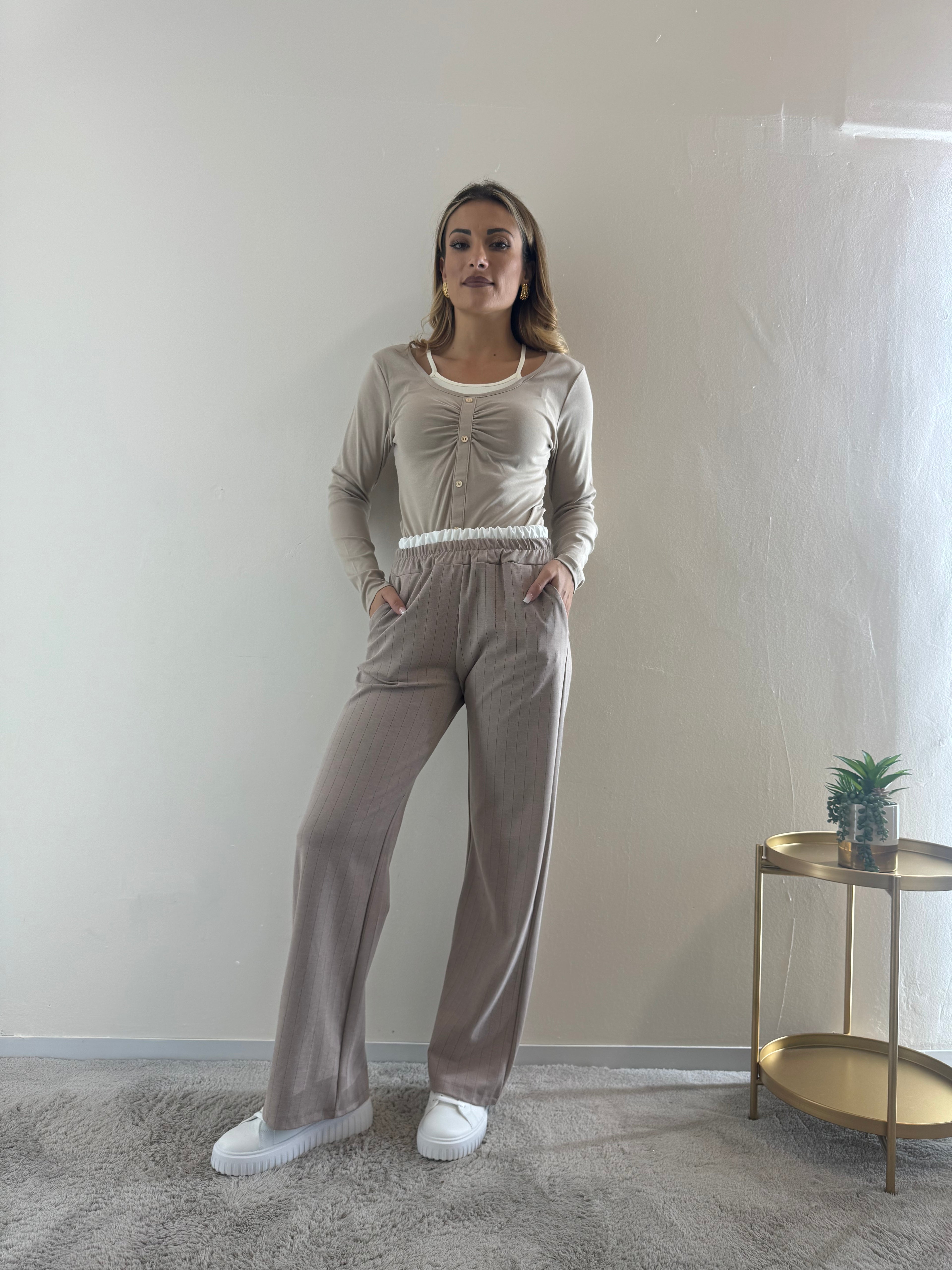 Pantalone Gessato Panna