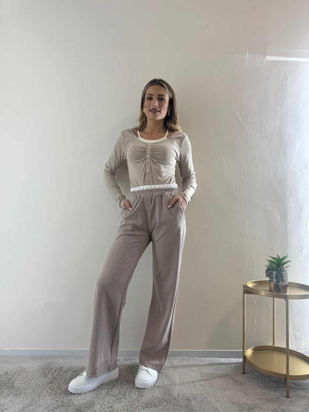 Pantalone Gessato Panna