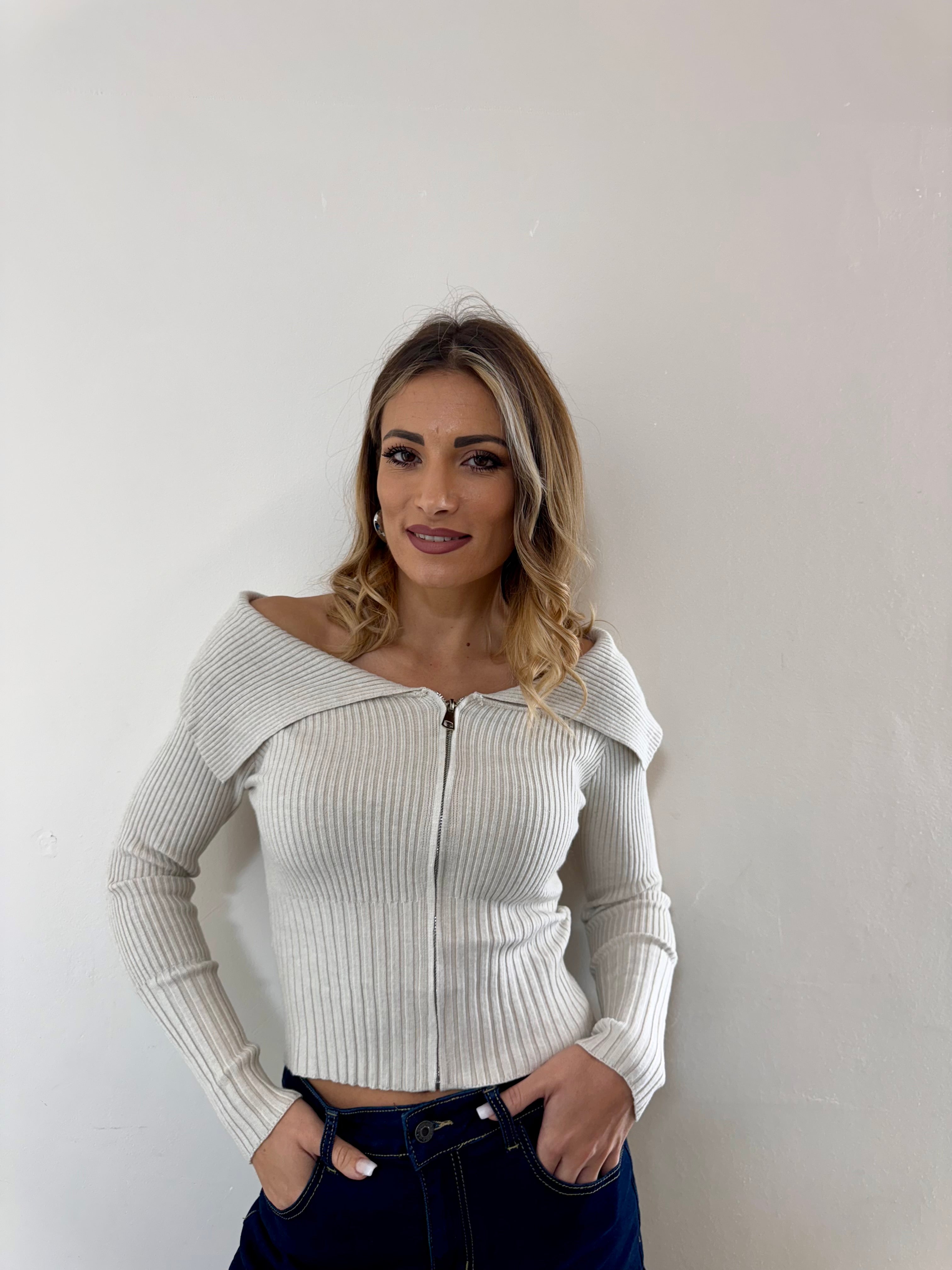 Cardigan Costine Panna