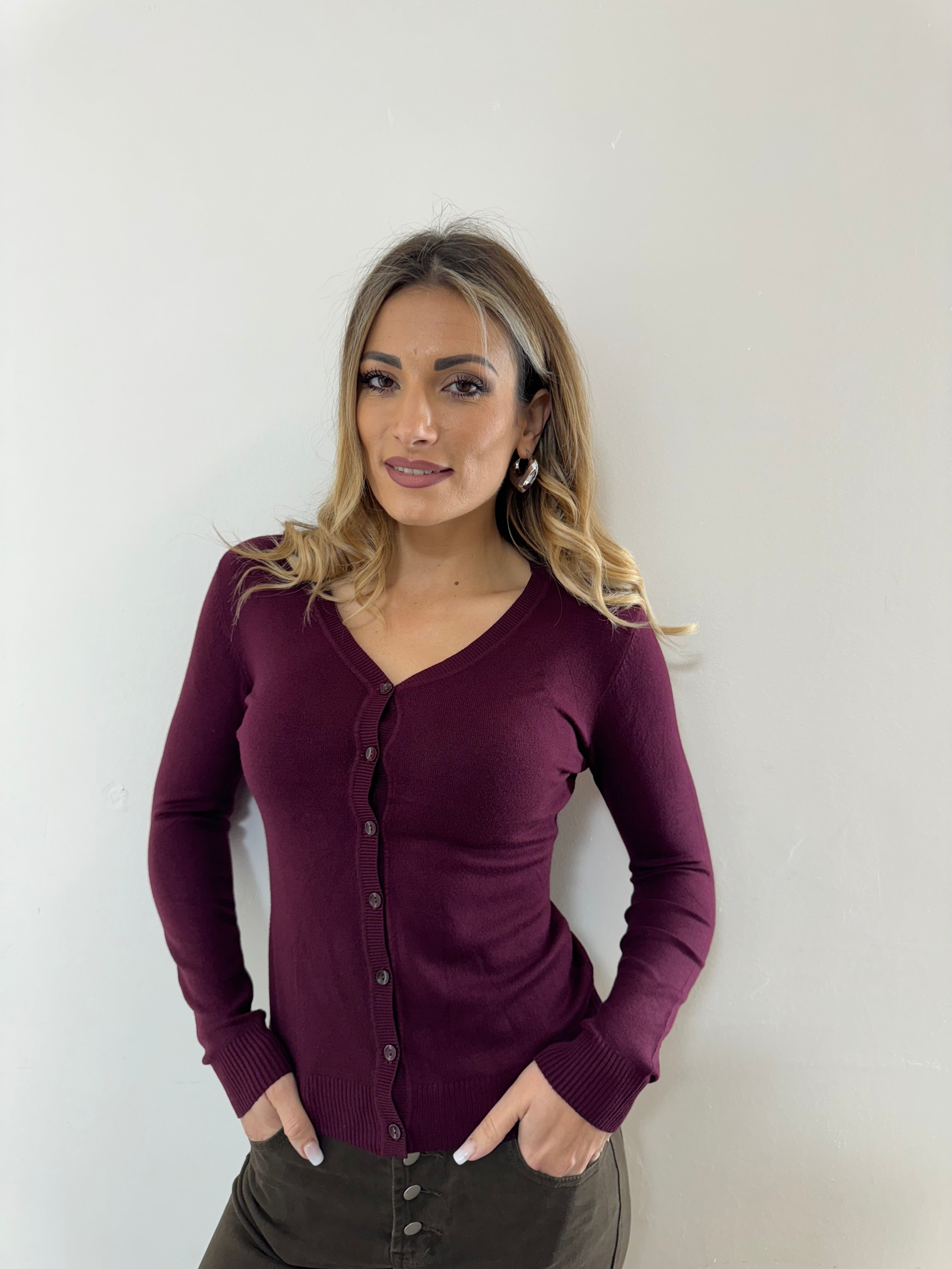 Cardigan Wool Borgogna