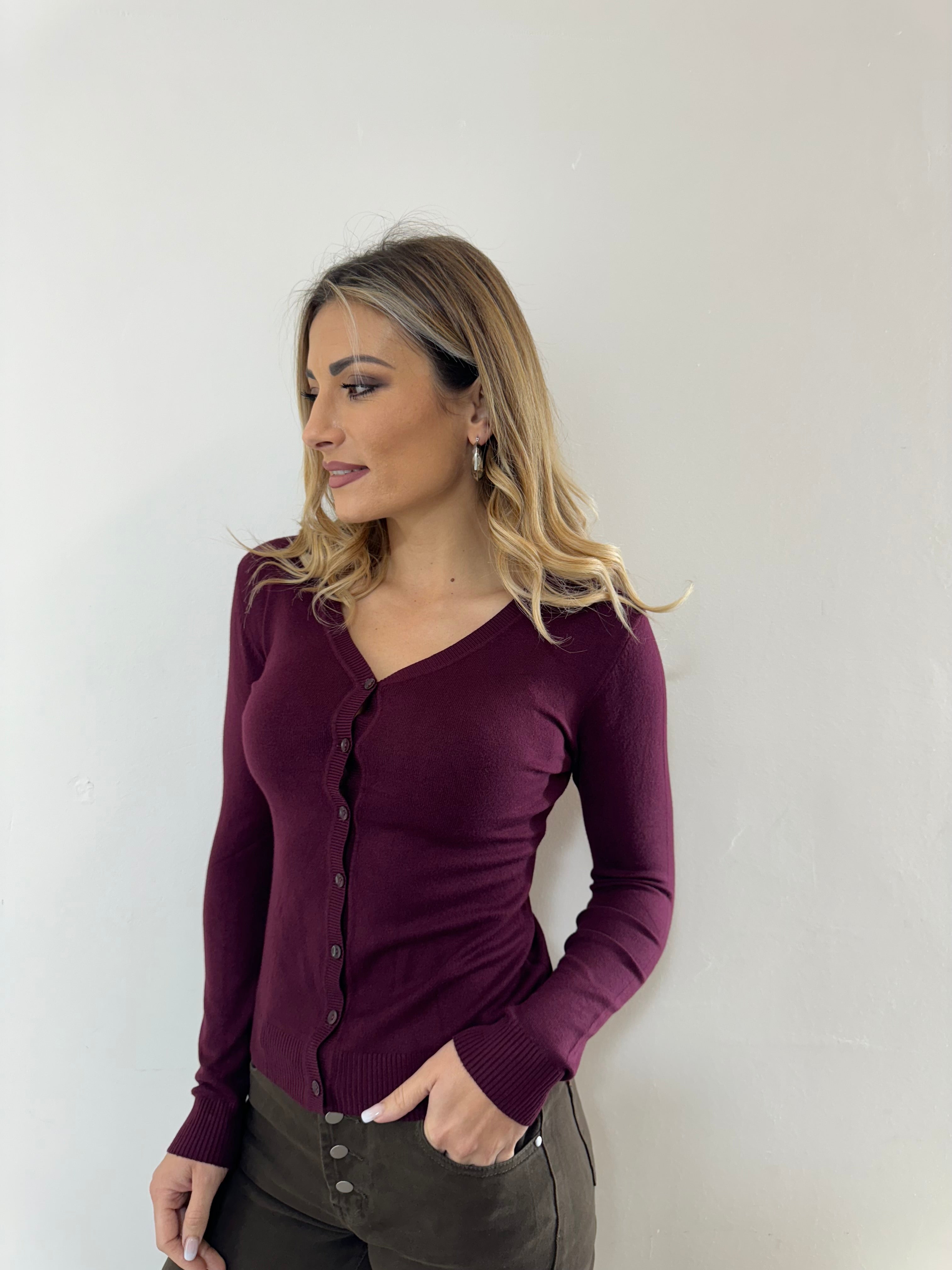 Cardigan Wool Borgogna