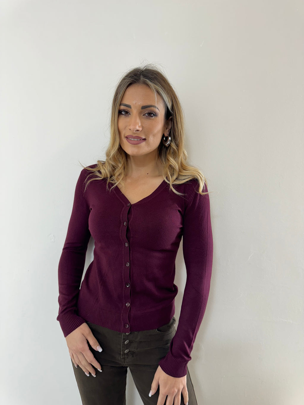 Cardigan Wool Borgogna