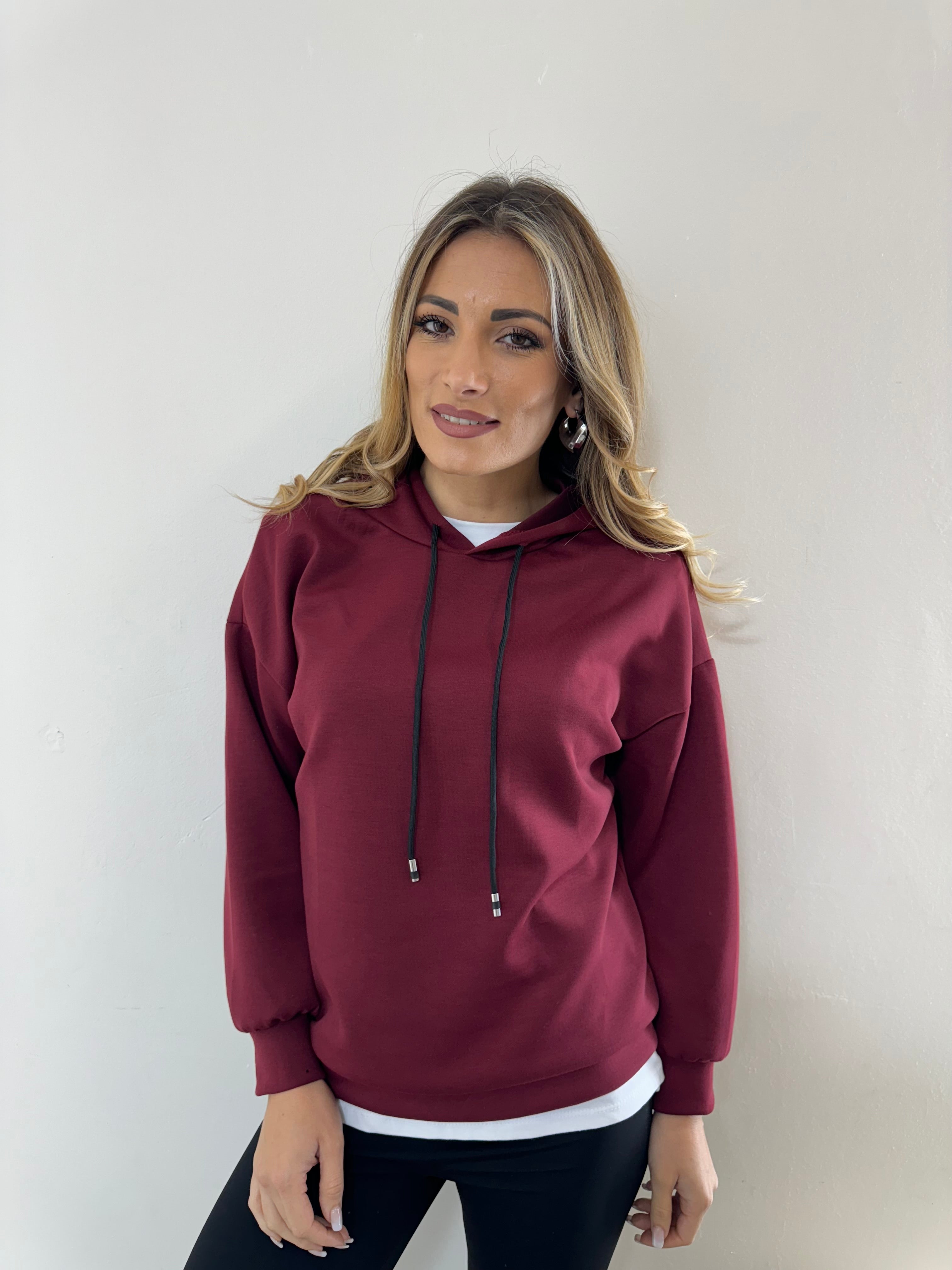Felpa Garzata Bordeaux