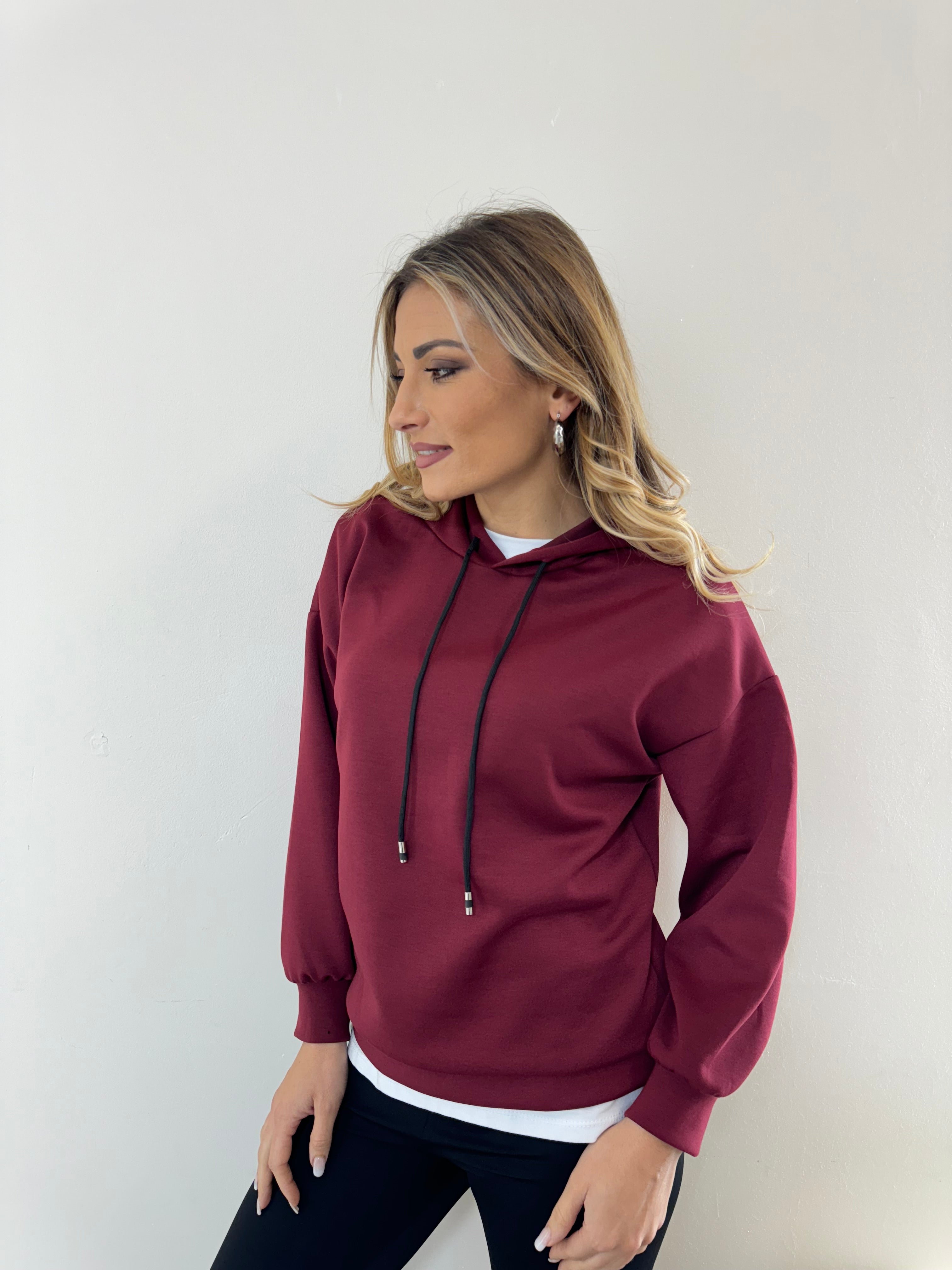 Felpa Garzata Bordeaux