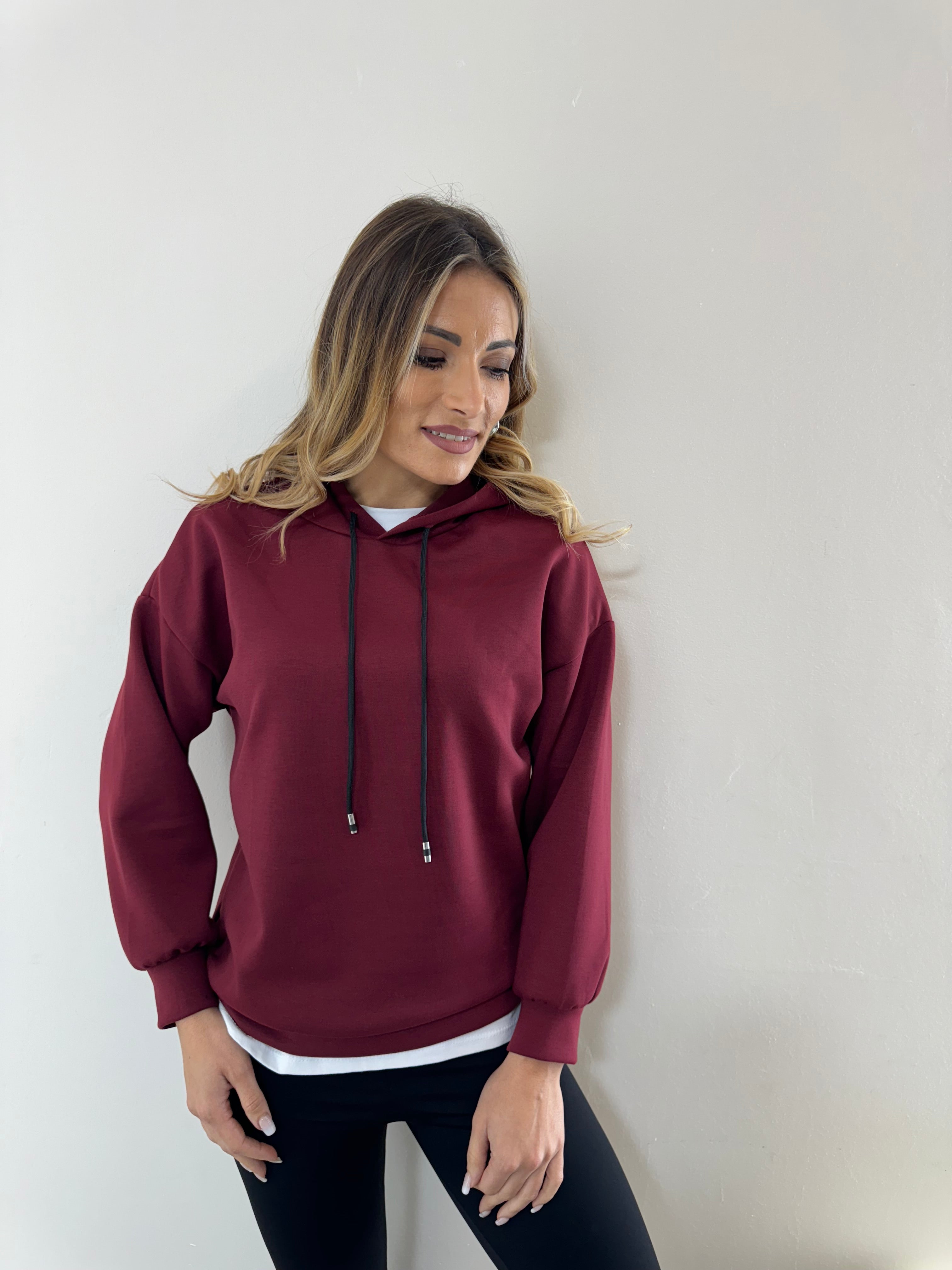 Felpa Garzata Bordeaux