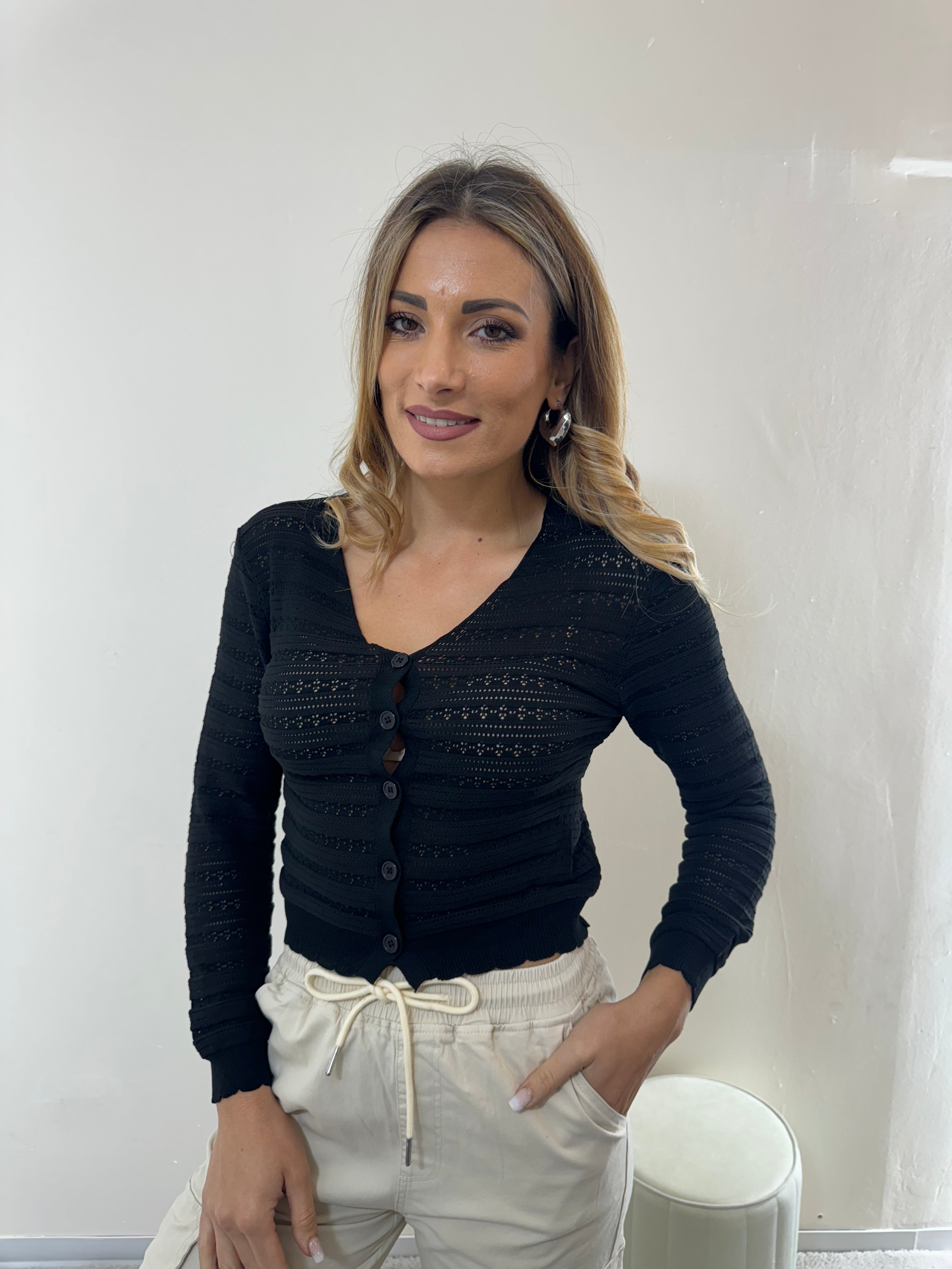 Cardigan Traforato Black