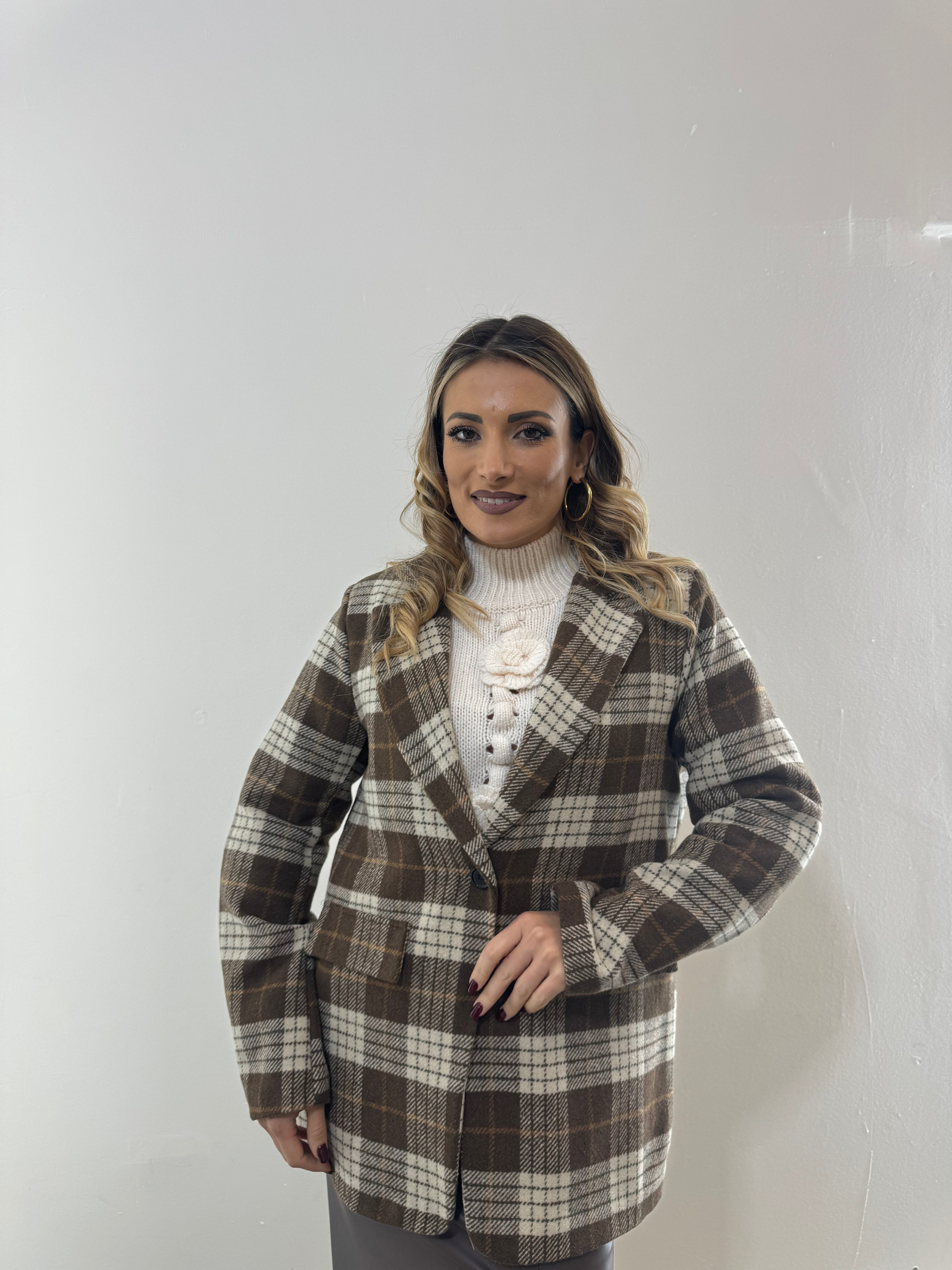 Blazer Tweed Quadri Choco