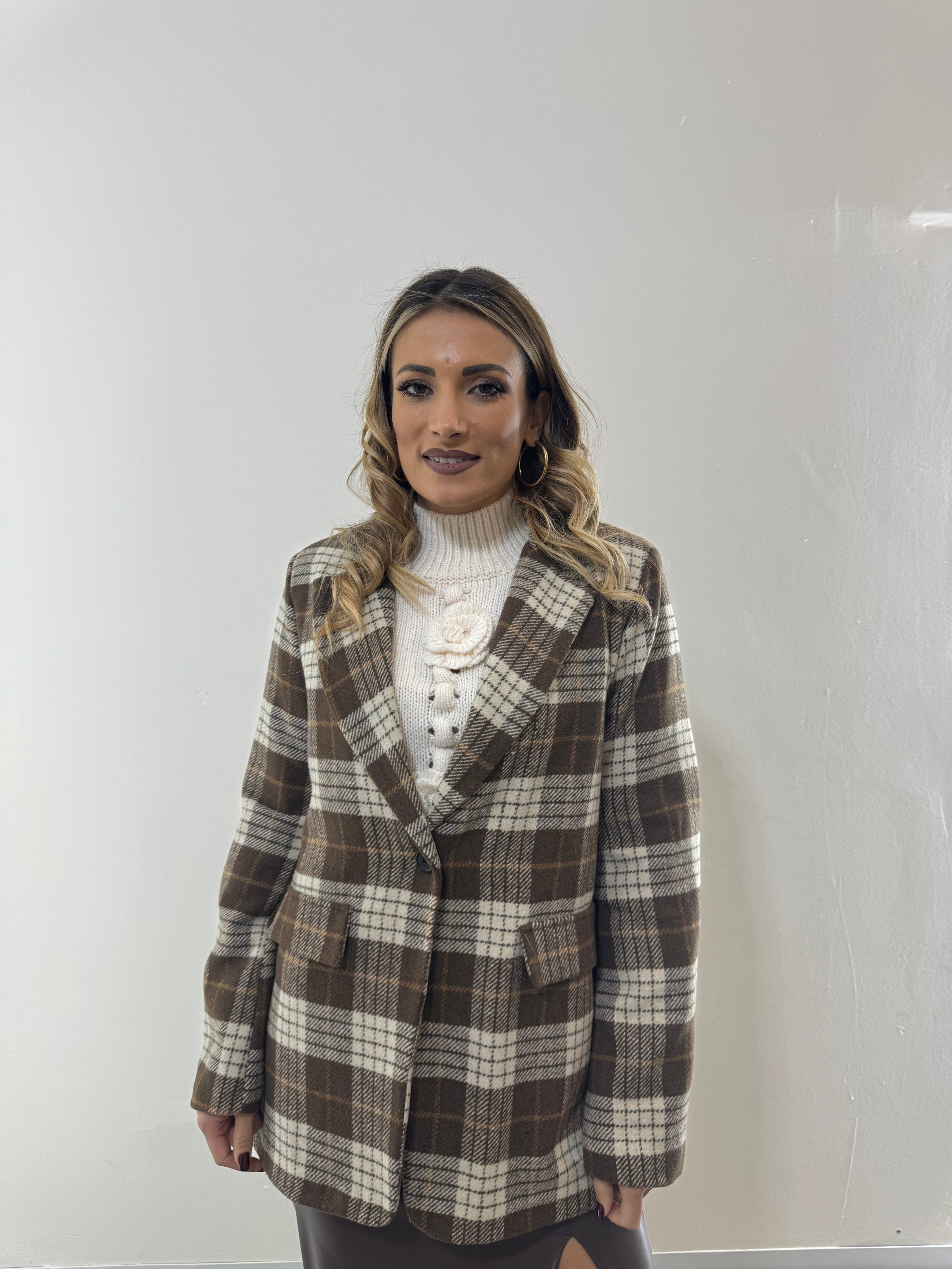 Blazer Tweed Quadri Choco