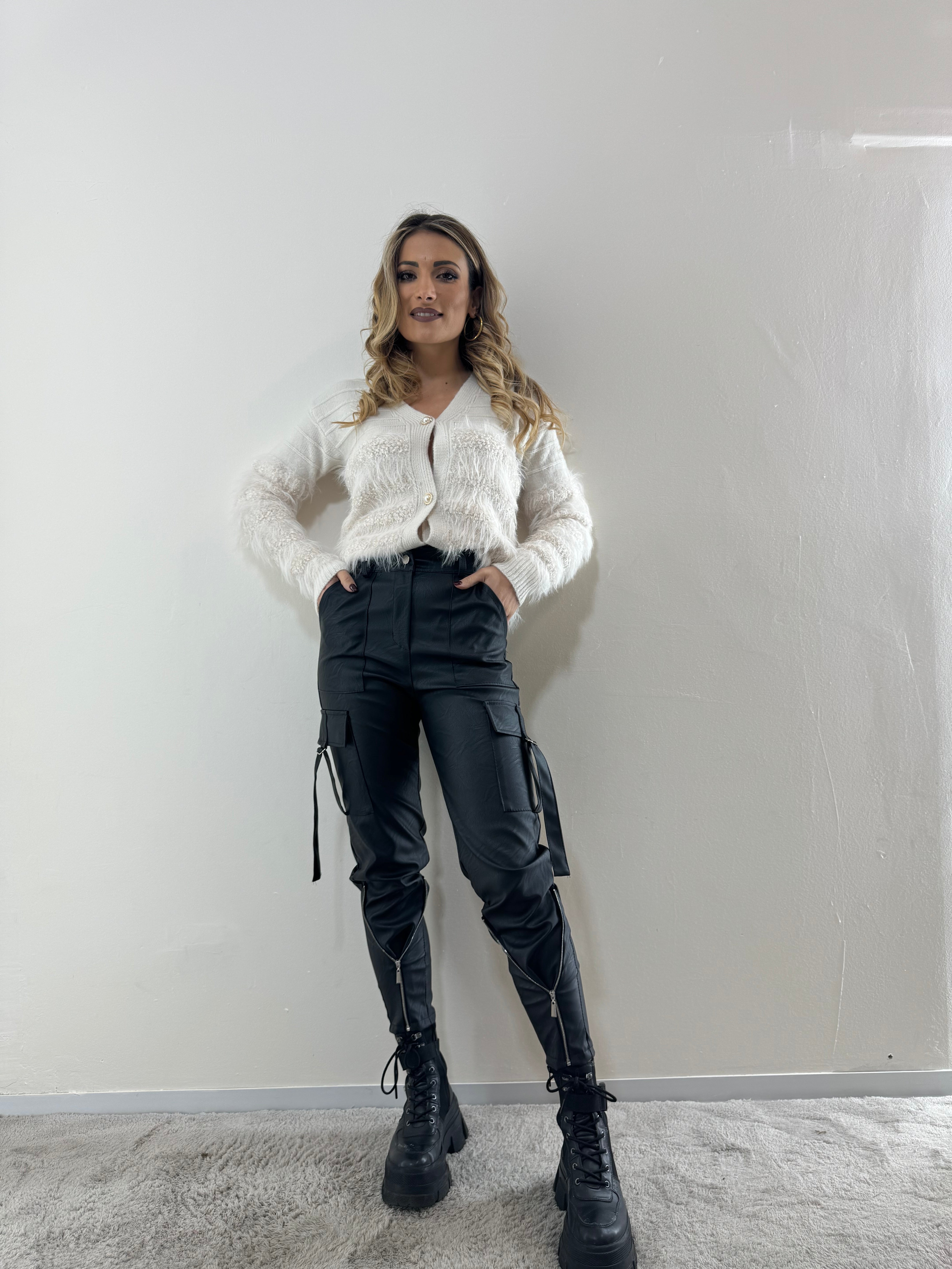 Pantaloni Ecopelle Black