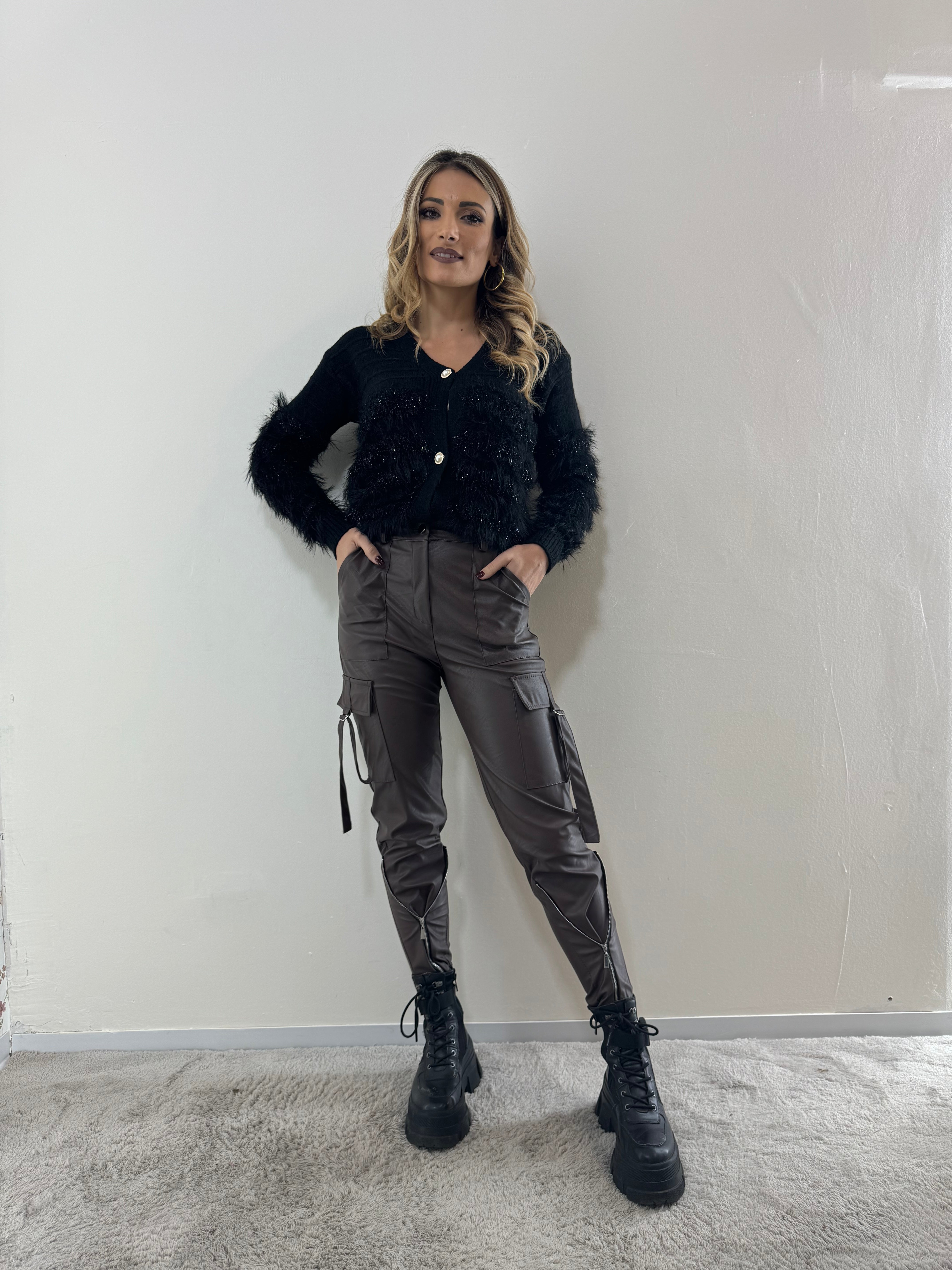 Pantaloni Ecopelle Choco