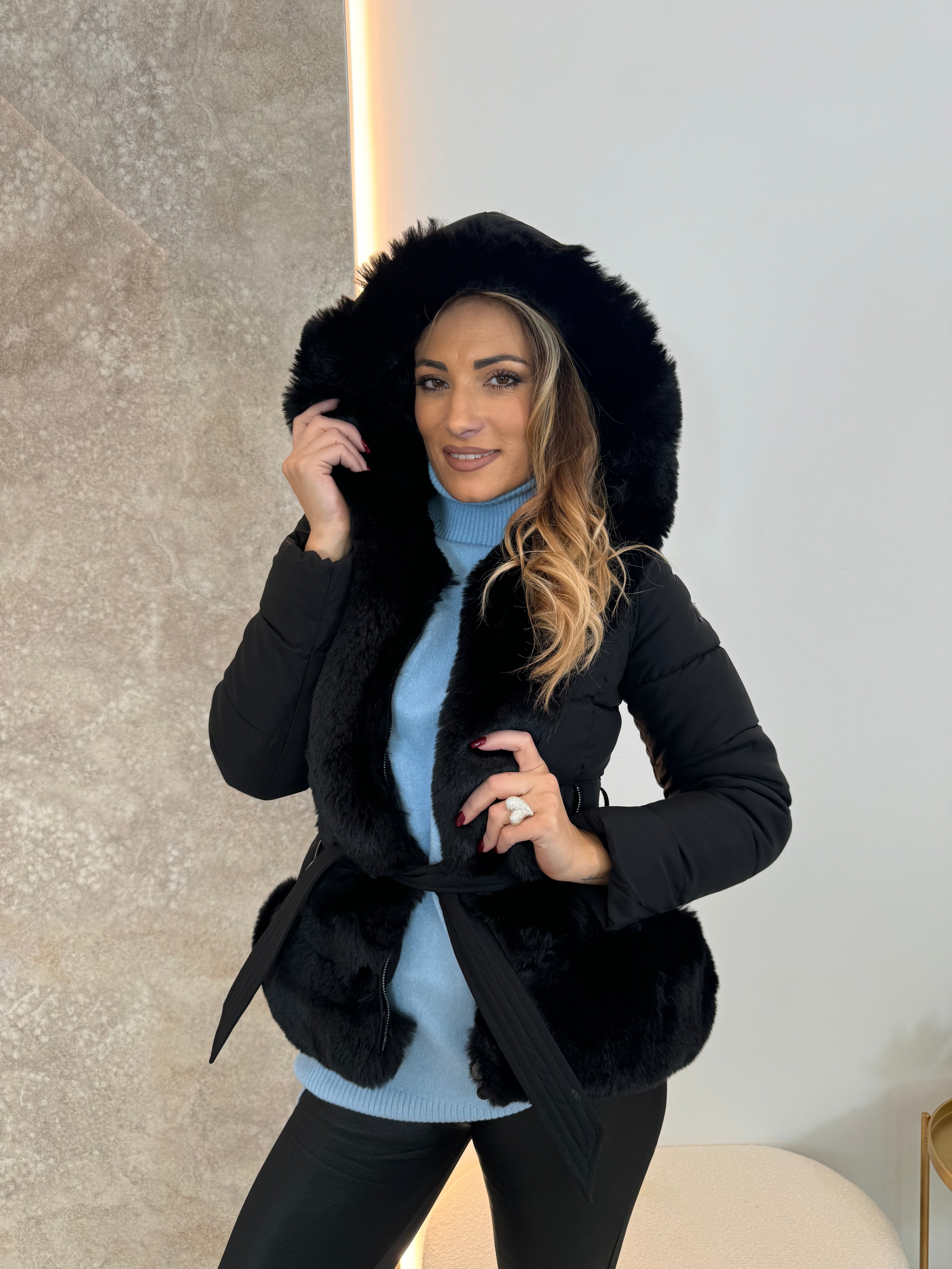 Pelliccia Piumino Black