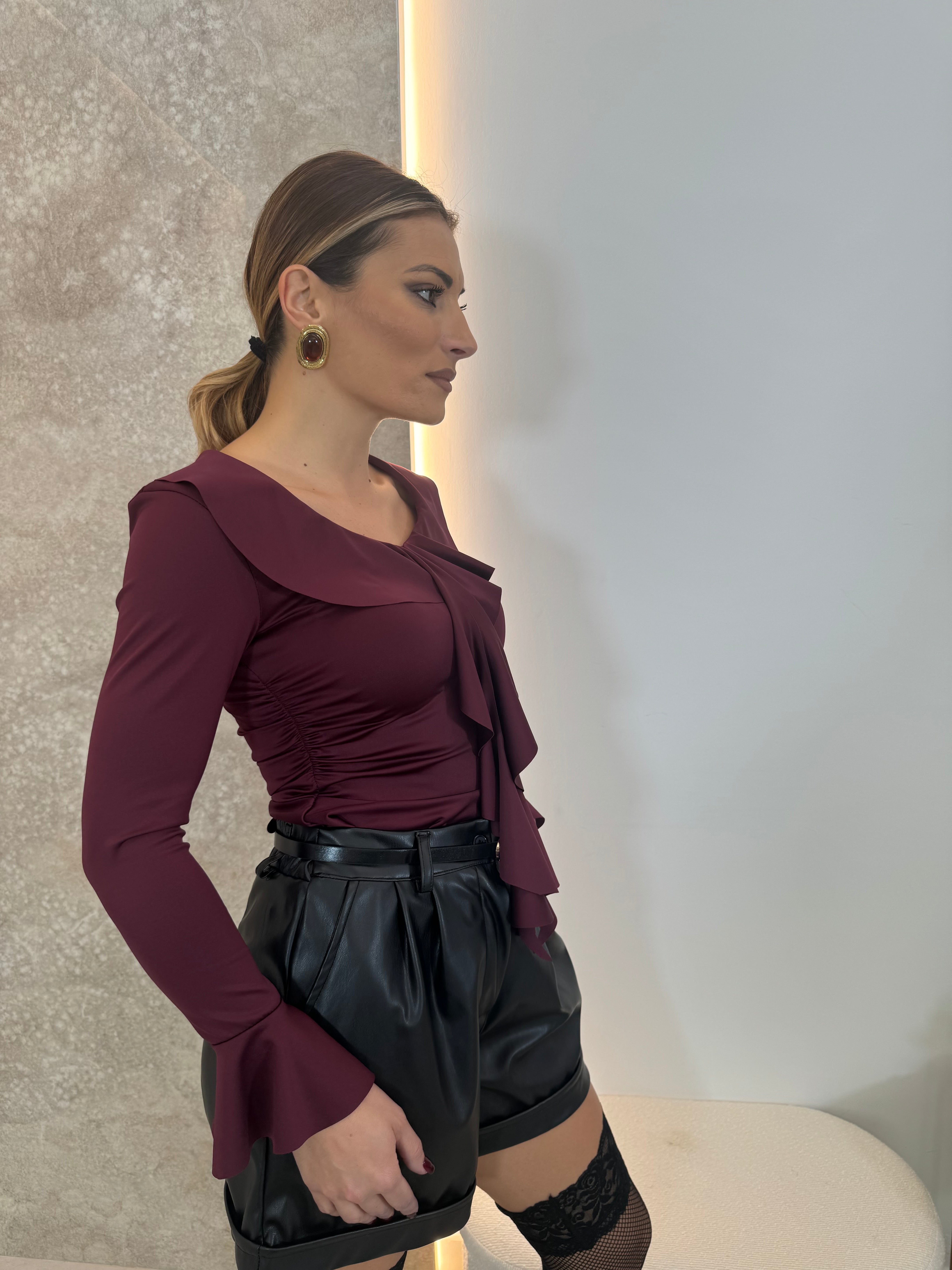 Maglia Rouches Bordeaux