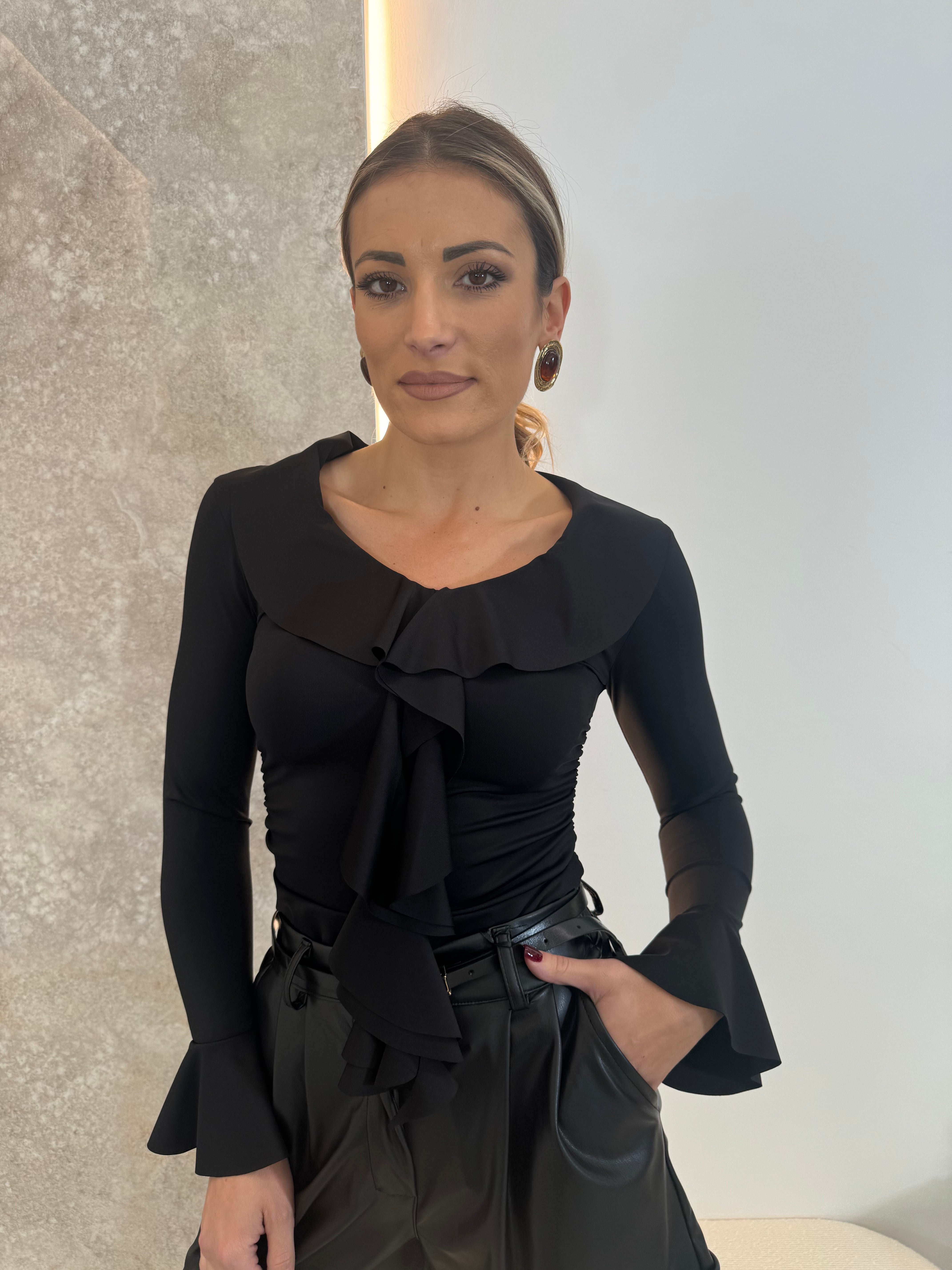 Maglia Rouches Black