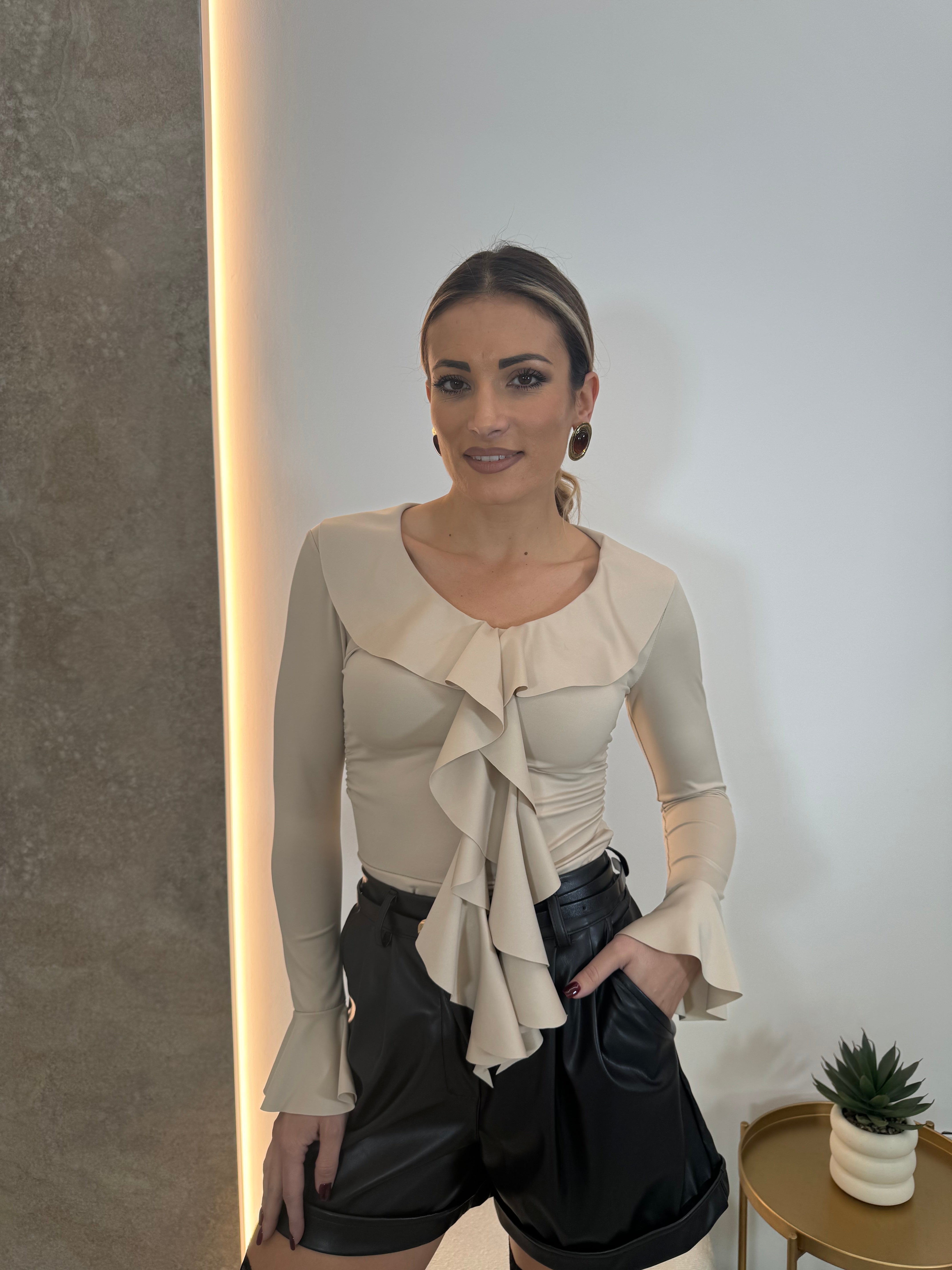 Maglia Rouches Beige