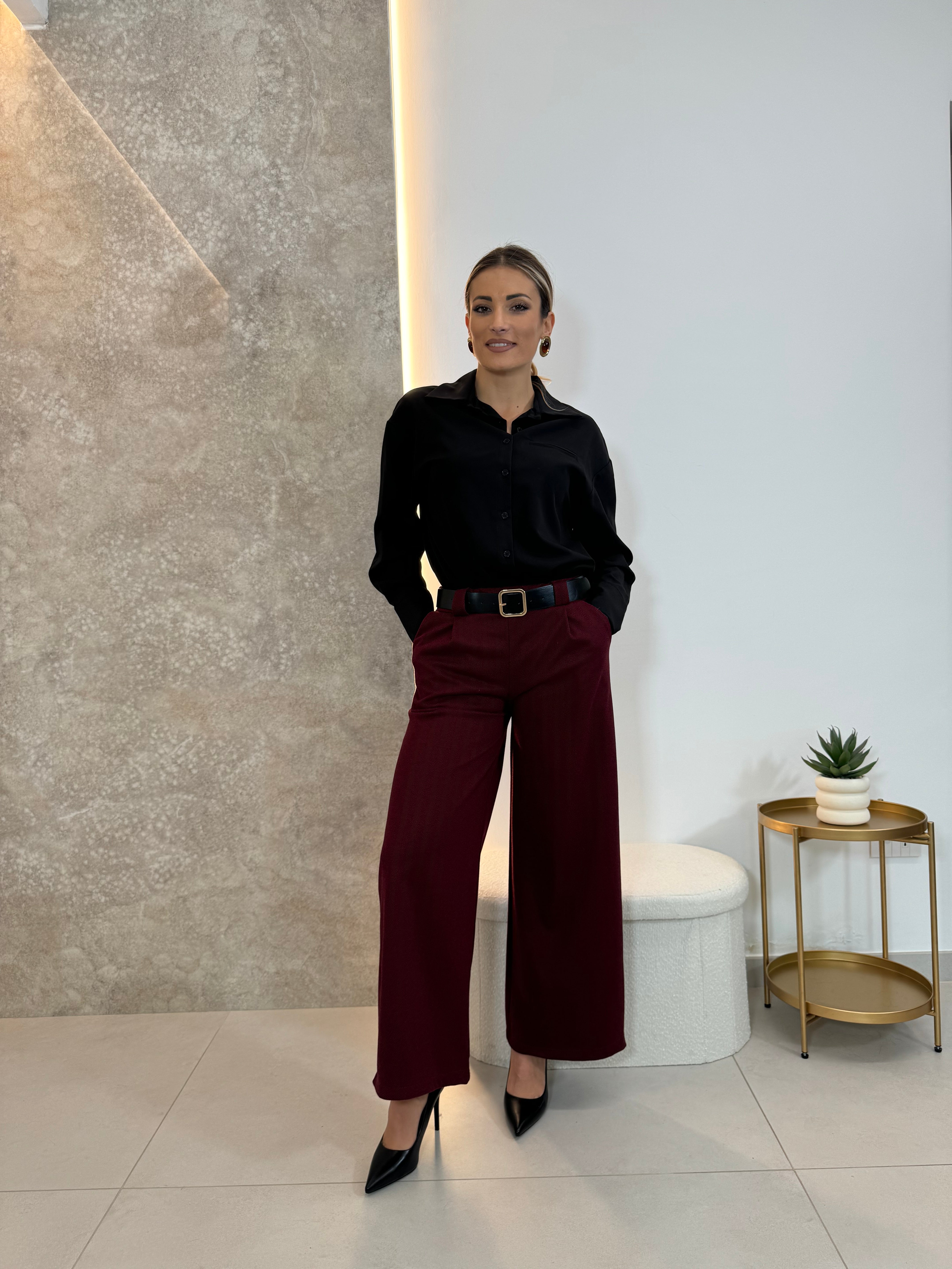 Pantalone Flare Bordeaux