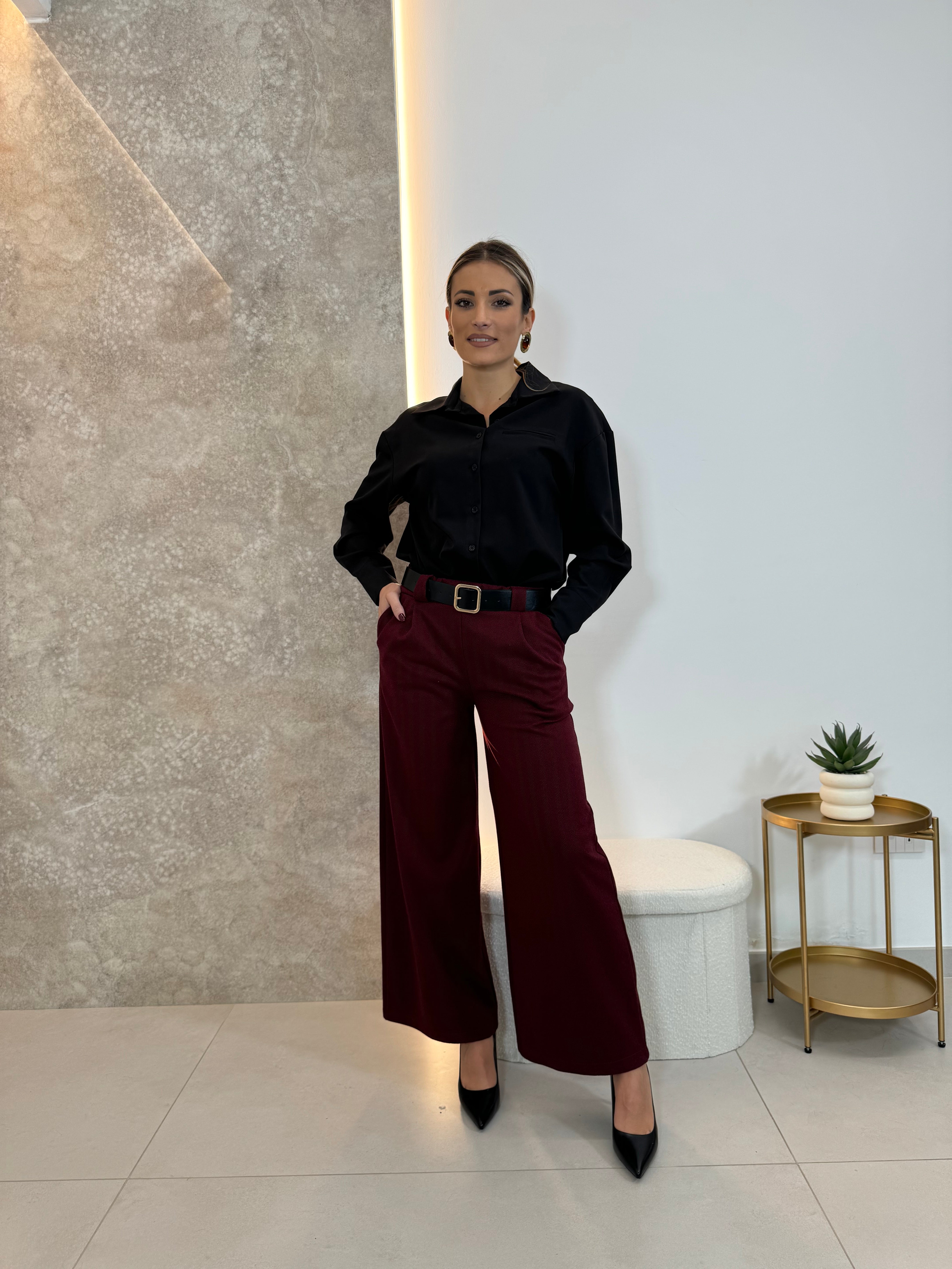 Pantalone Flare Bordeaux