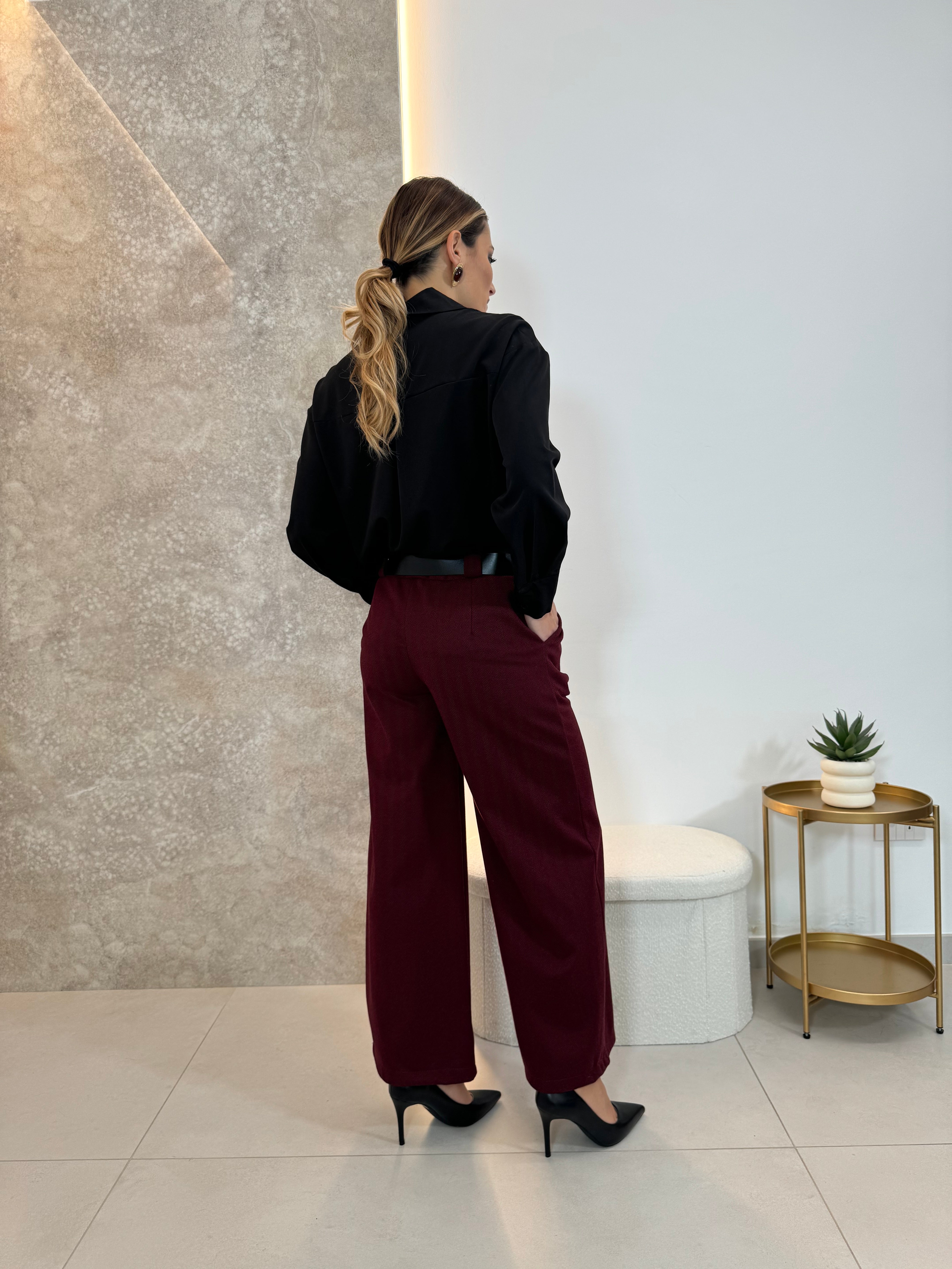 Pantalone Flare Bordeaux