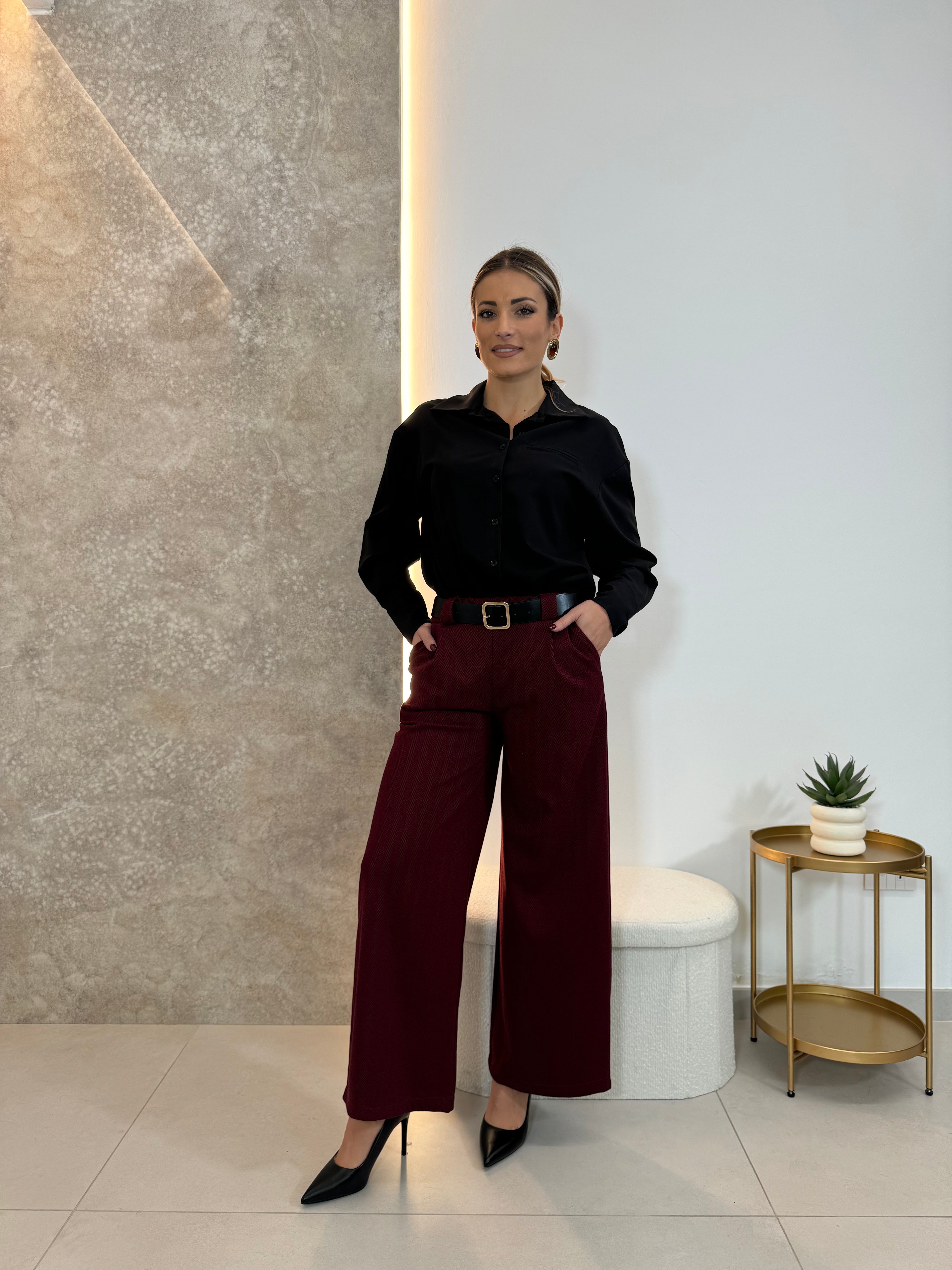 Pantalone Flare Bordeaux