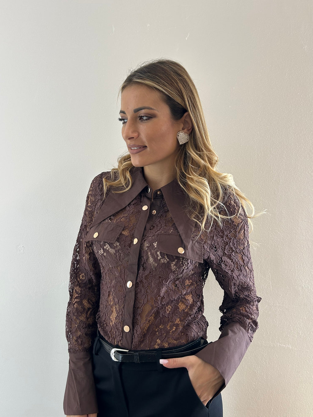Camicia Pizzo Cioccolato