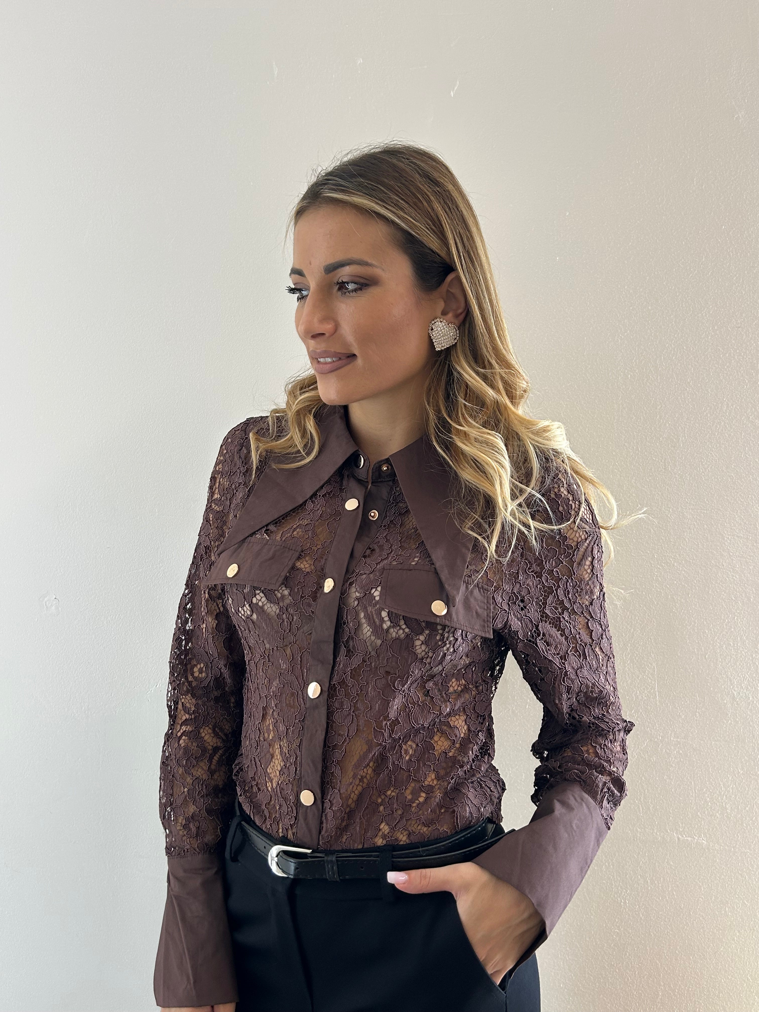 Camicia Pizzo Cioccolato