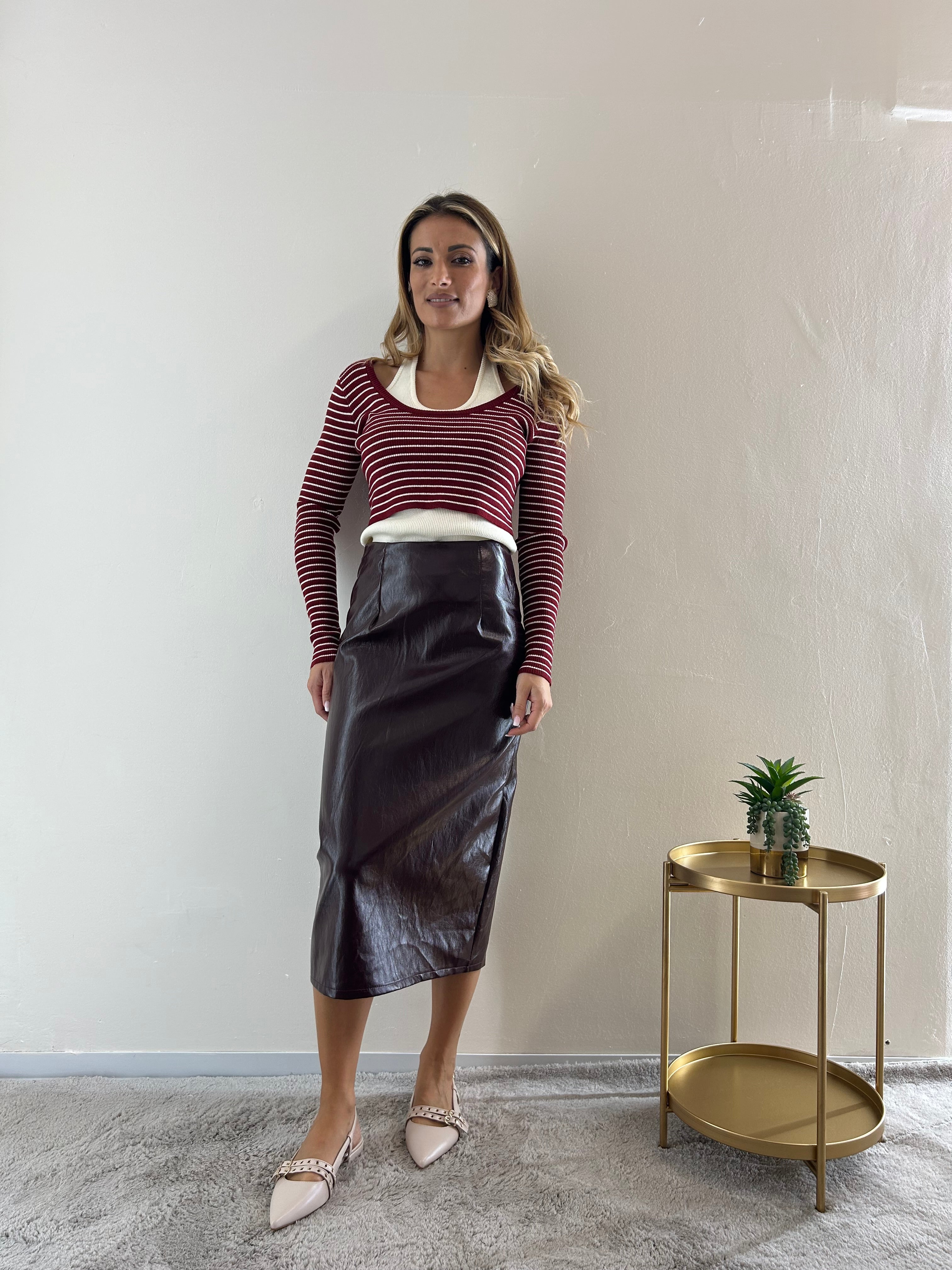 Longuette Ecopelle Bordeaux