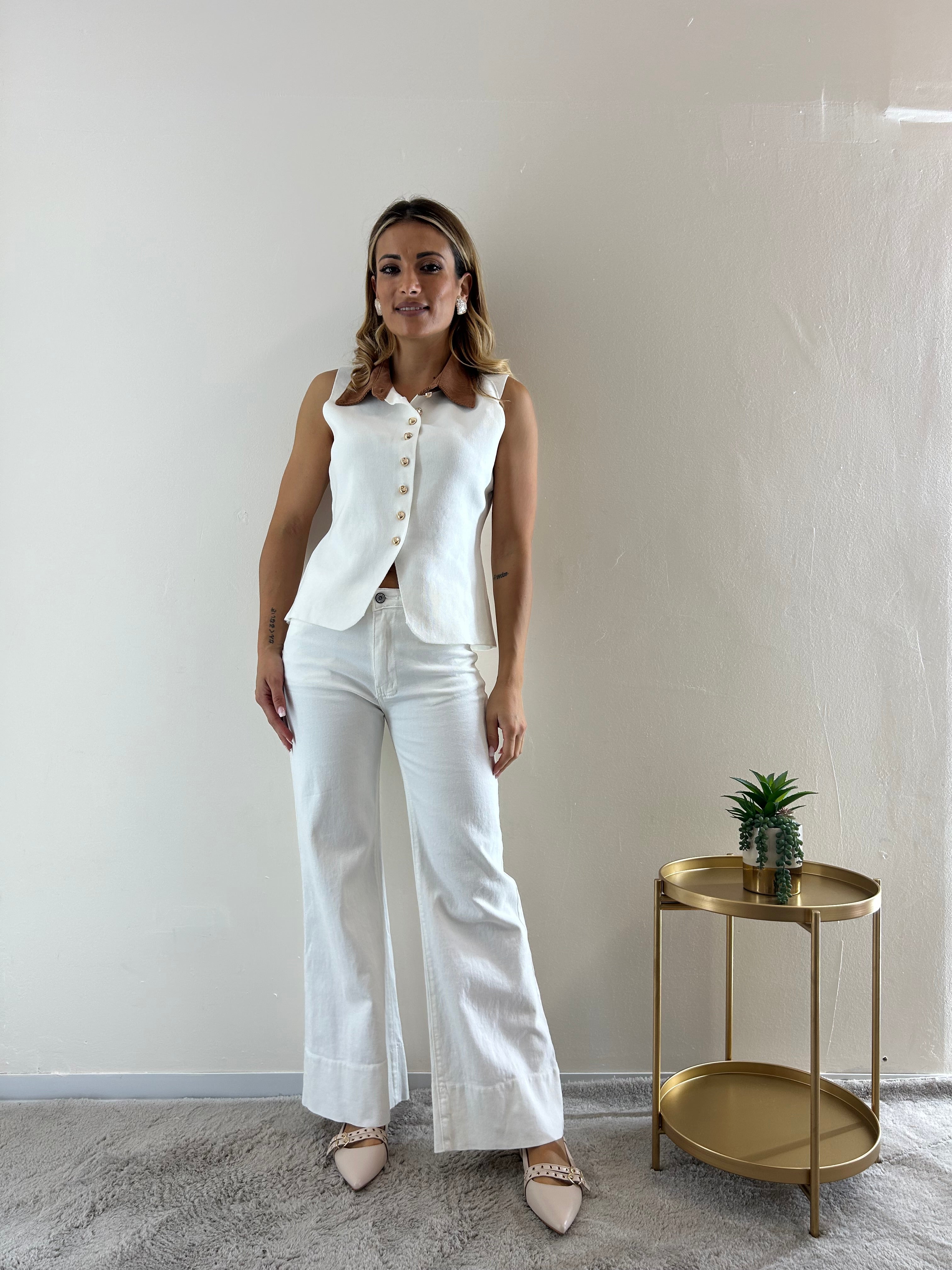 Jeans Wide-Leg White