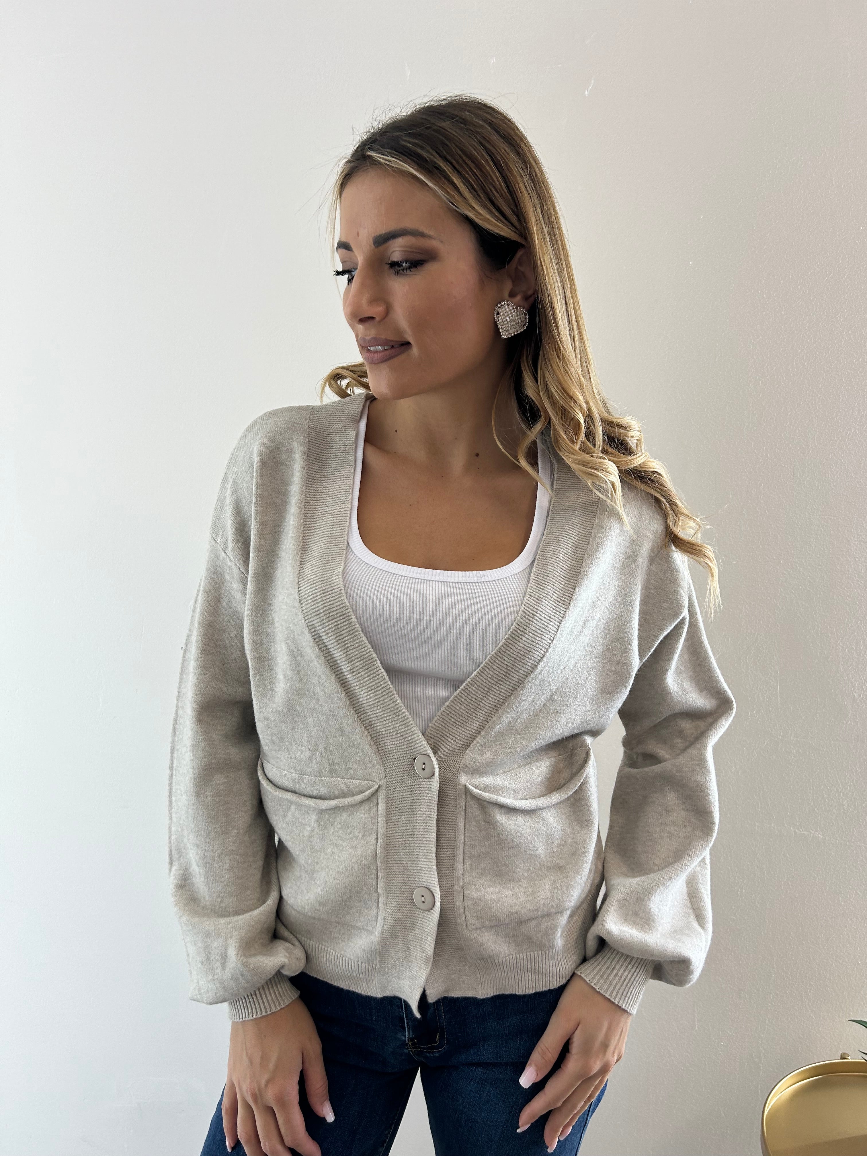 Cardigan Over Beige