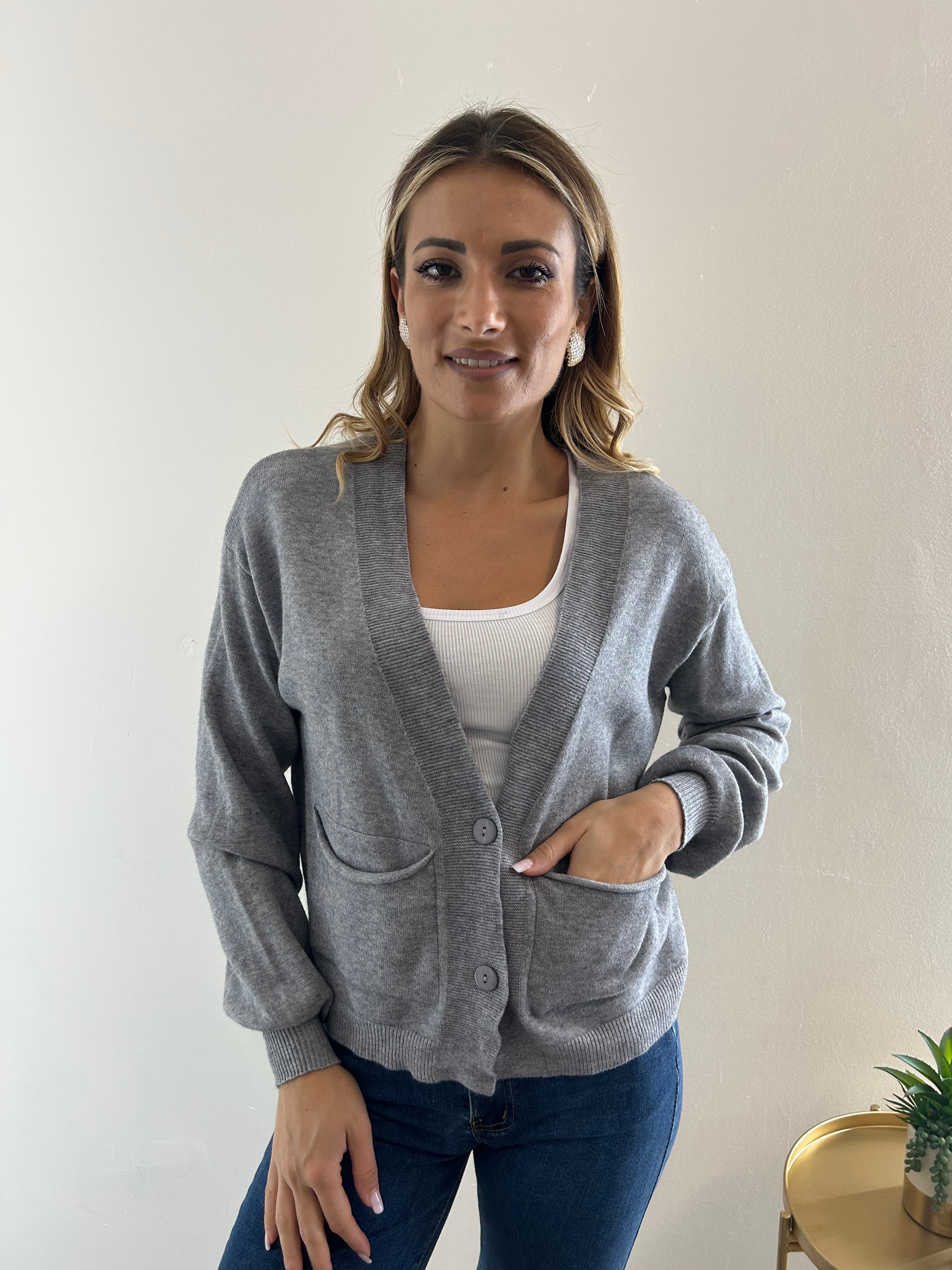 Cardigan Over Grey