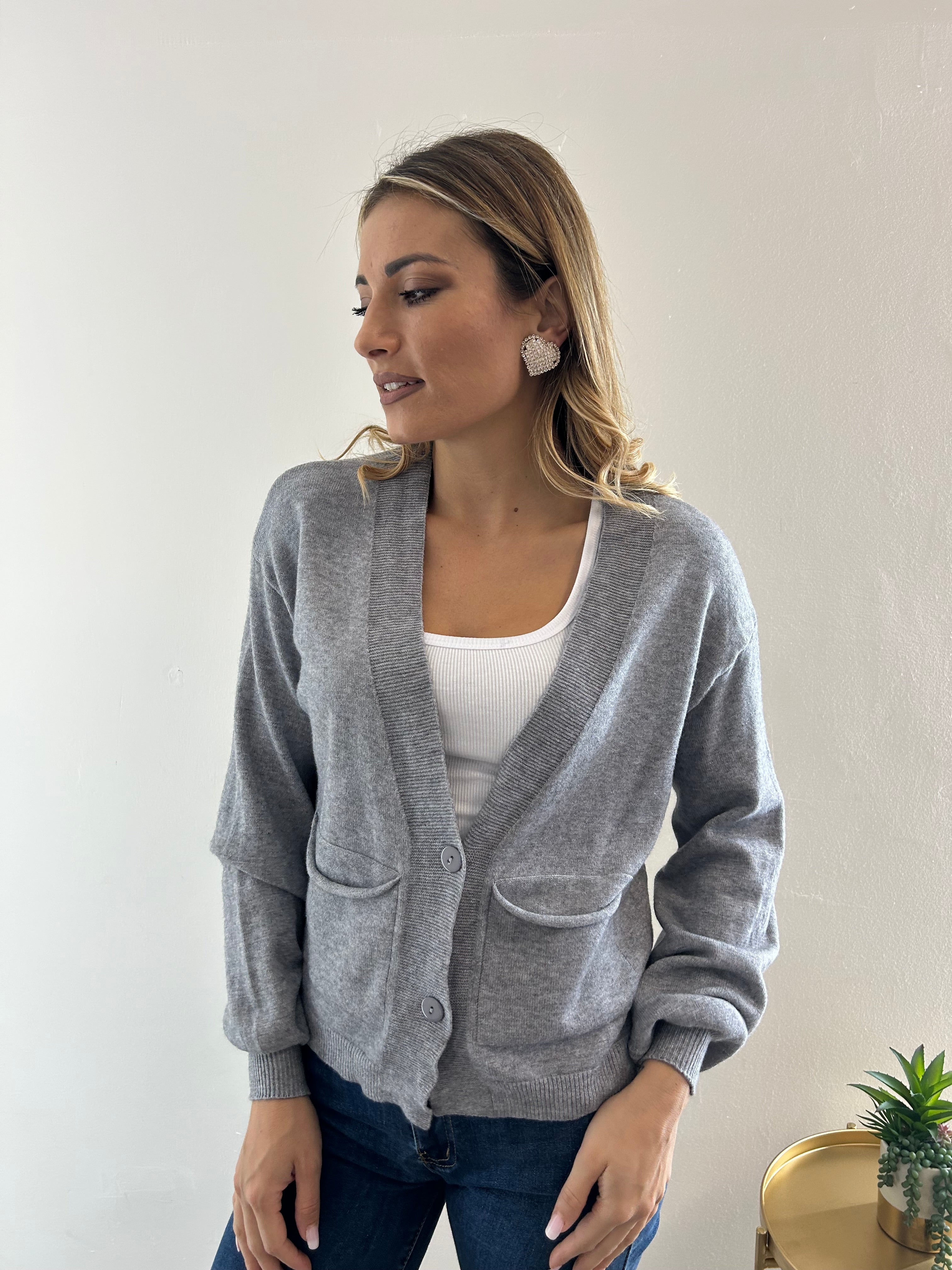 Cardigan Over Grey
